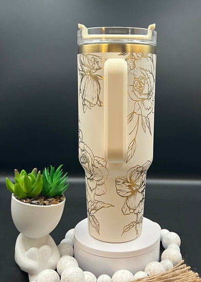 Roses 1 Tumbler Wrap SVG | 40oz Laser Engraving File | Rotary Engrave Digital Design | Floral SVG Design