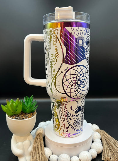 Boho Paisley Doodles Tumbler Wrap SVG | 40oz Laser Engraving File | Rotary Ready Digital Design | Zodiac Boho SVG