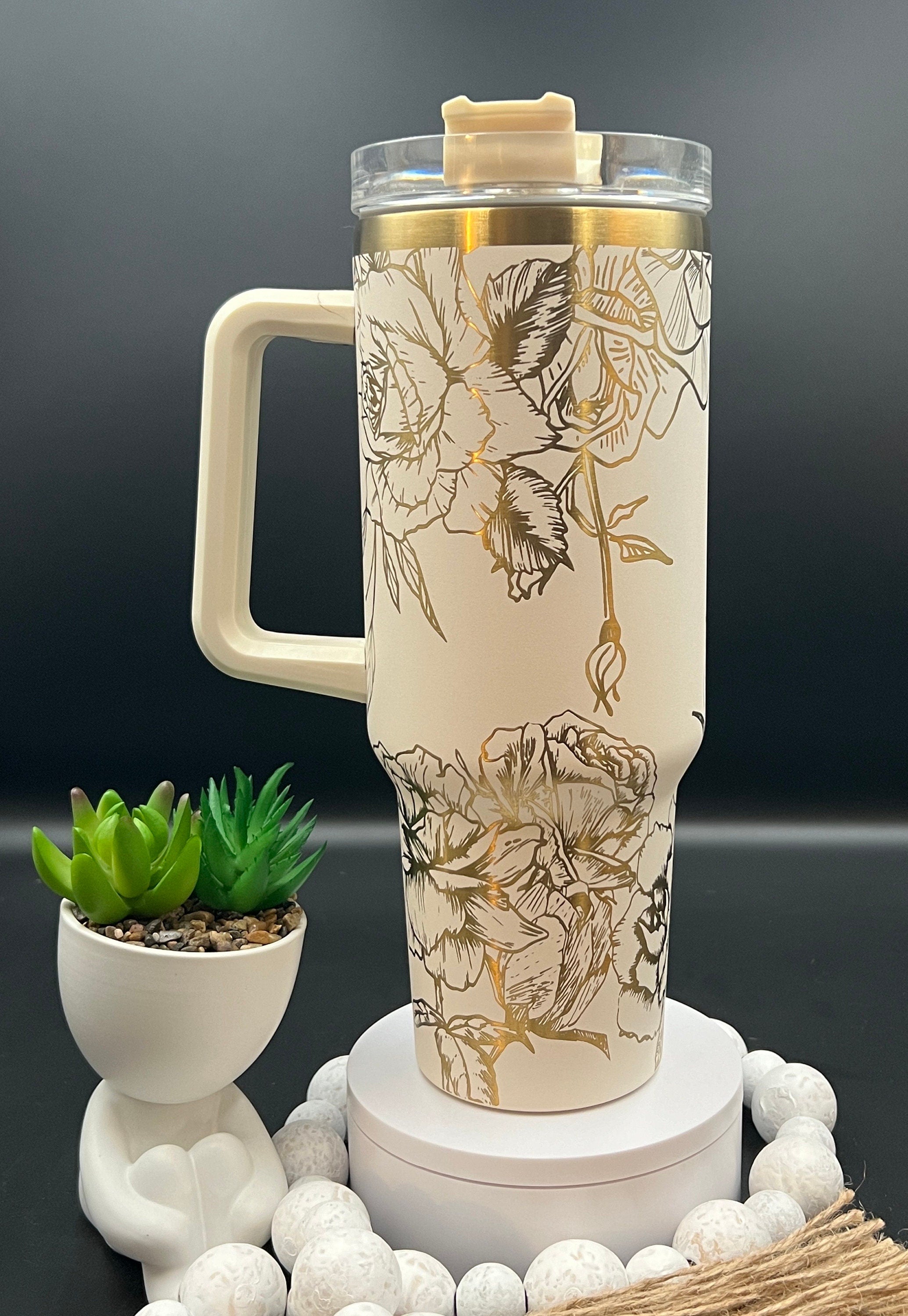 Roses 2 Tumbler Wrap SVG | 40oz Laser Engraving File | Rotary Engrave Digital Design | Floral SVG Design