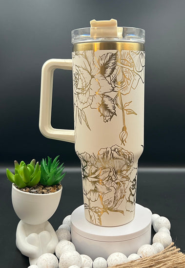 Roses 1 Tumbler Wrap SVG | 40oz Laser Engraving File | Rotary Engrave Digital Design | Floral SVG Design