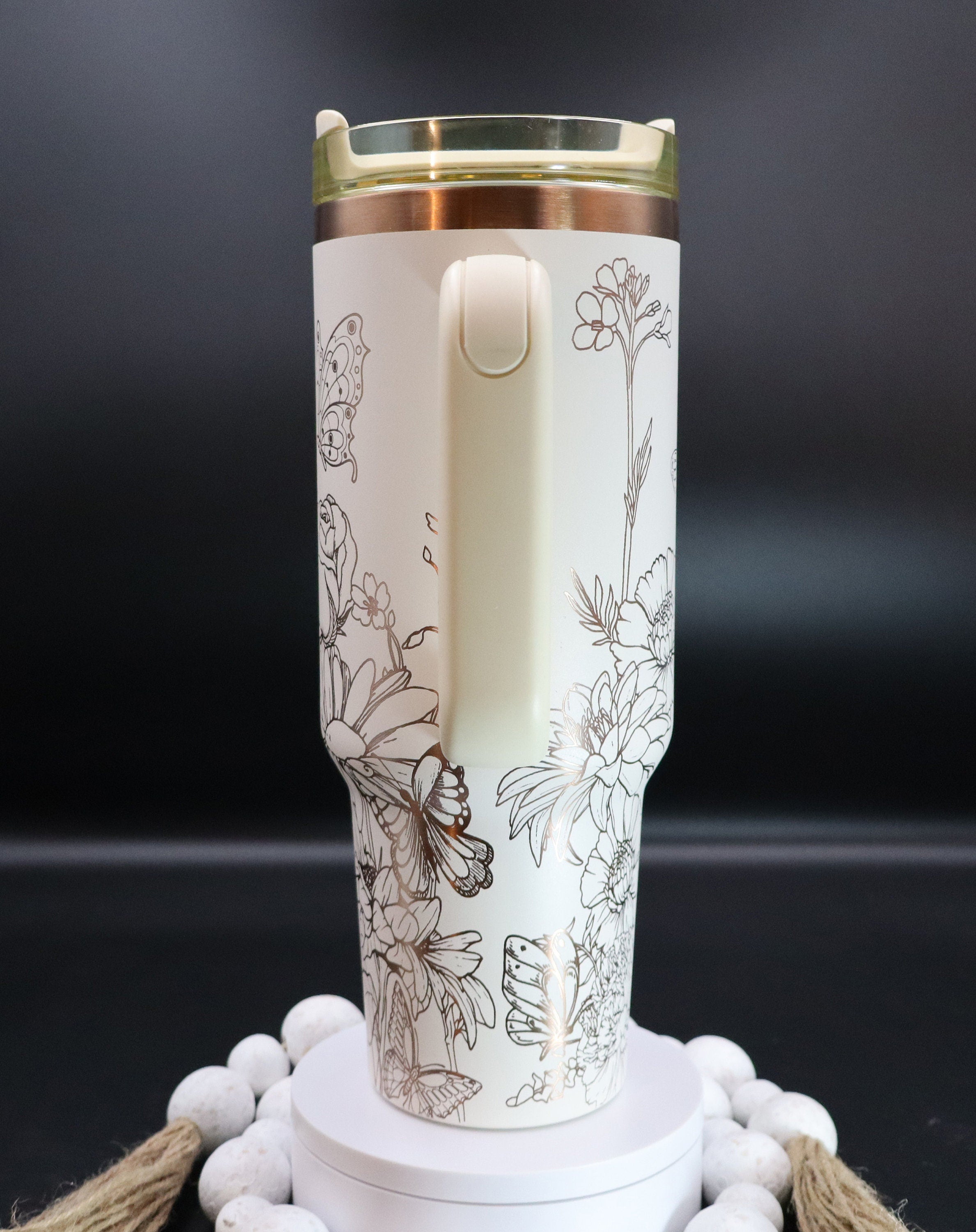 Butterfly Flower Garden Tumbler Wrap SVG | 40oz Laser Engraving File | Rotary Engrave Digital Design | Floral SVG Design