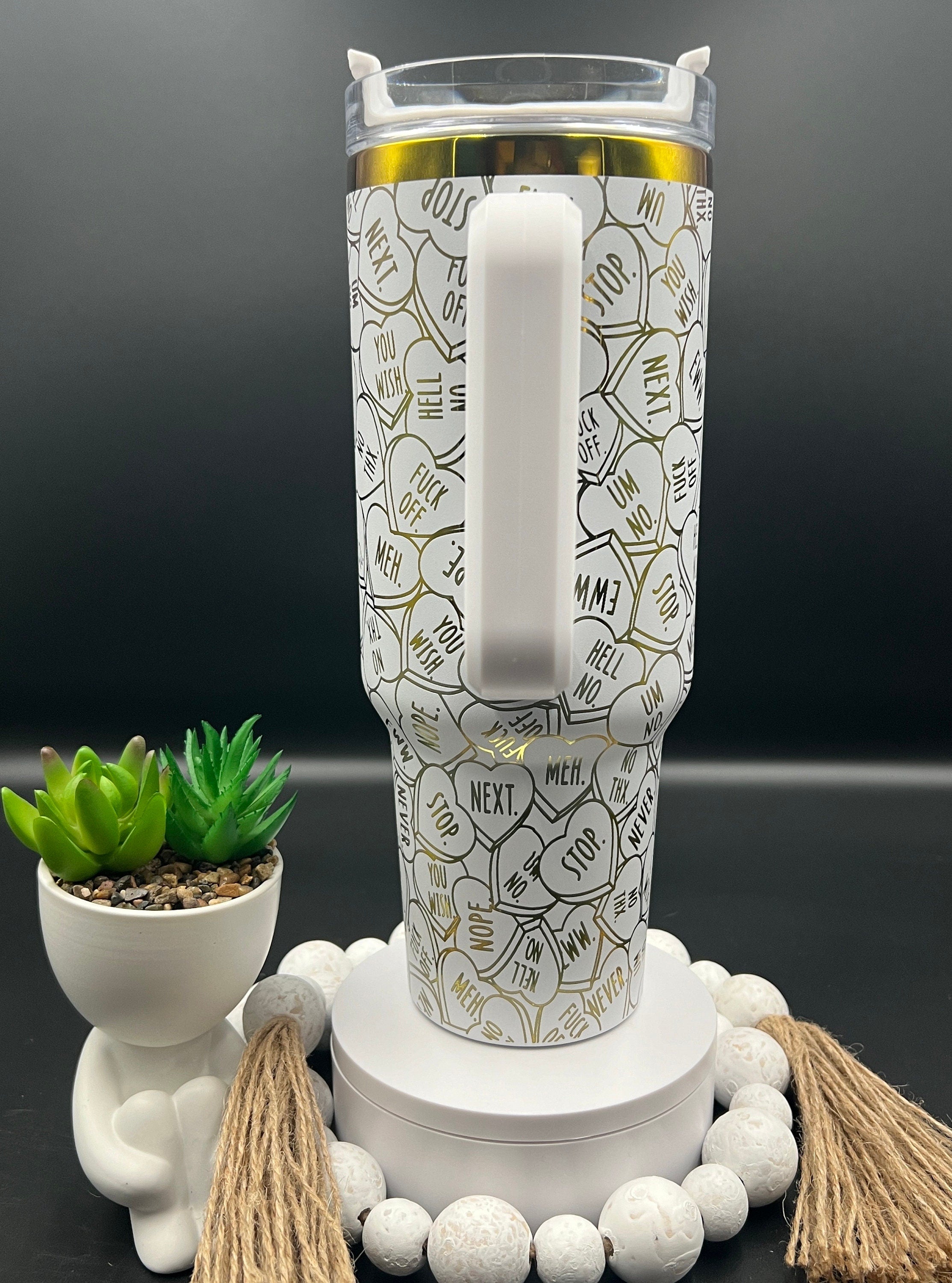 Anti Valentine's Day Conversation Hearts Holiday Tumbler Wrap SVG | 40oz Laser Engraving File | Rotary Ready Digital Design | Seasonal SVG