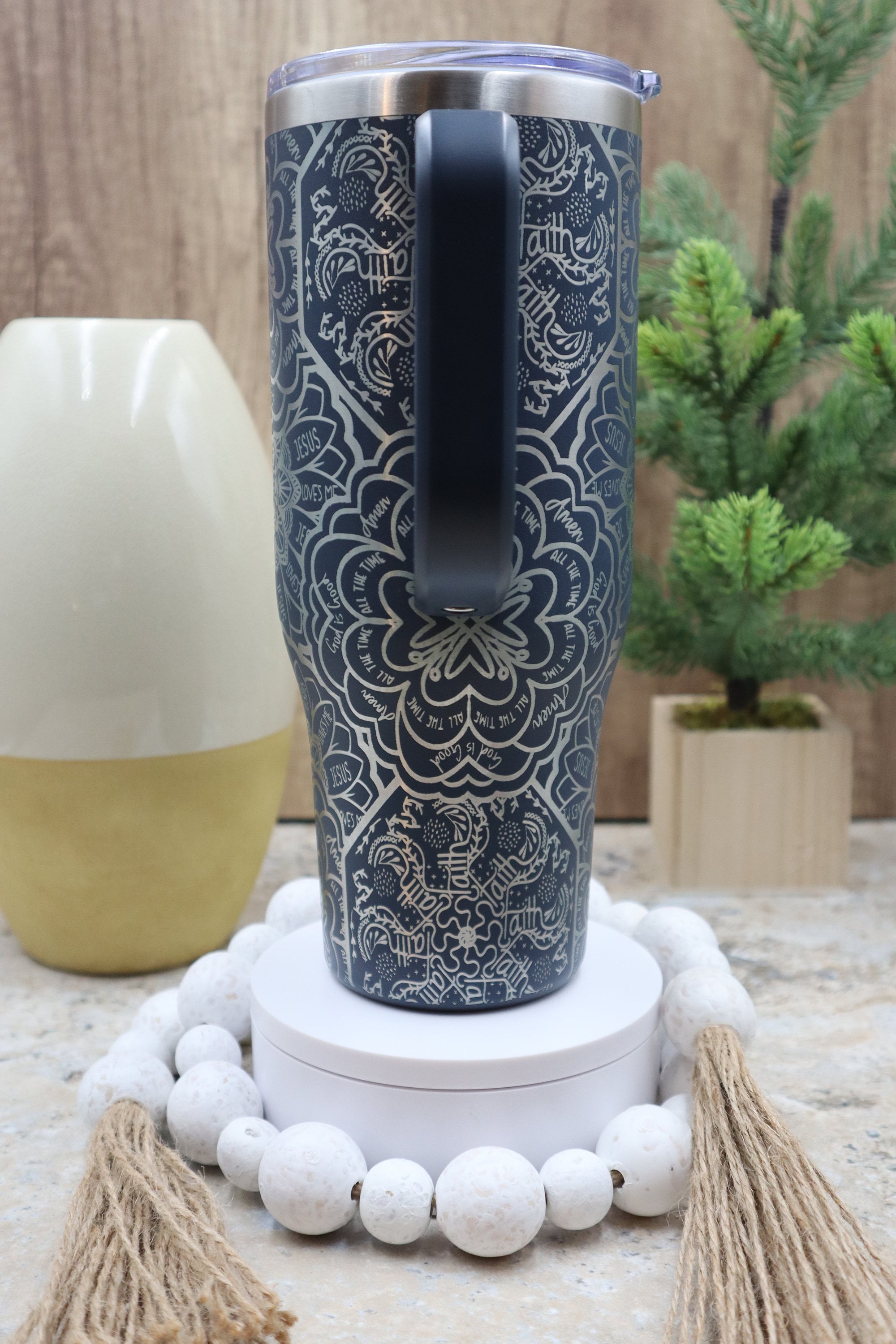 Faith Mandala Jesus Mandala Tumbler Wrap SVG | 40oz Laser Engraving File | Rotary Ready Digital Design | Support Awareness SVG