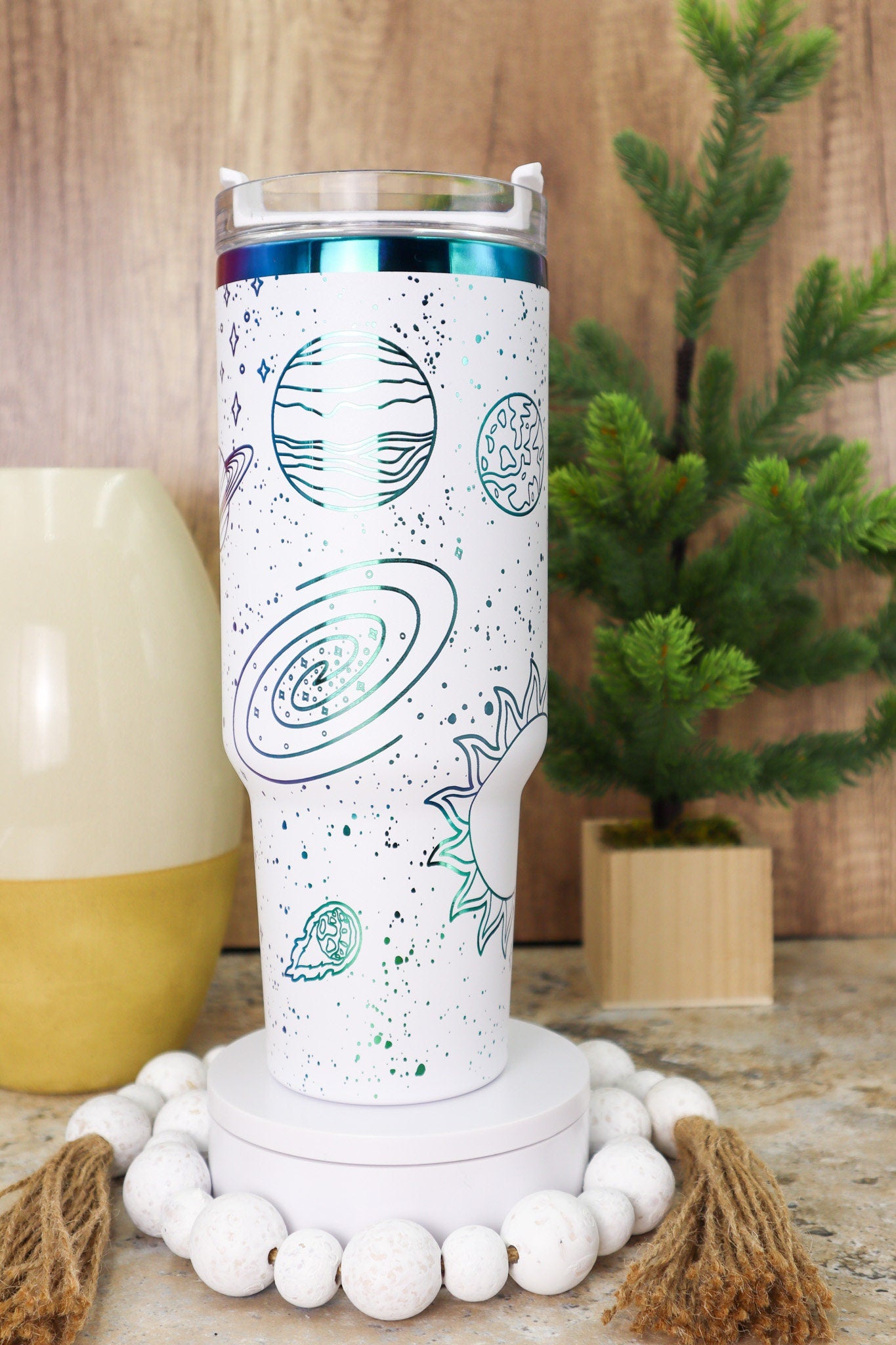 Solar System Galaxy Tumbler Wrap SVG | 40oz Laser Engraving File | Rotary Ready Digital Design | Zodiac Boho SVG