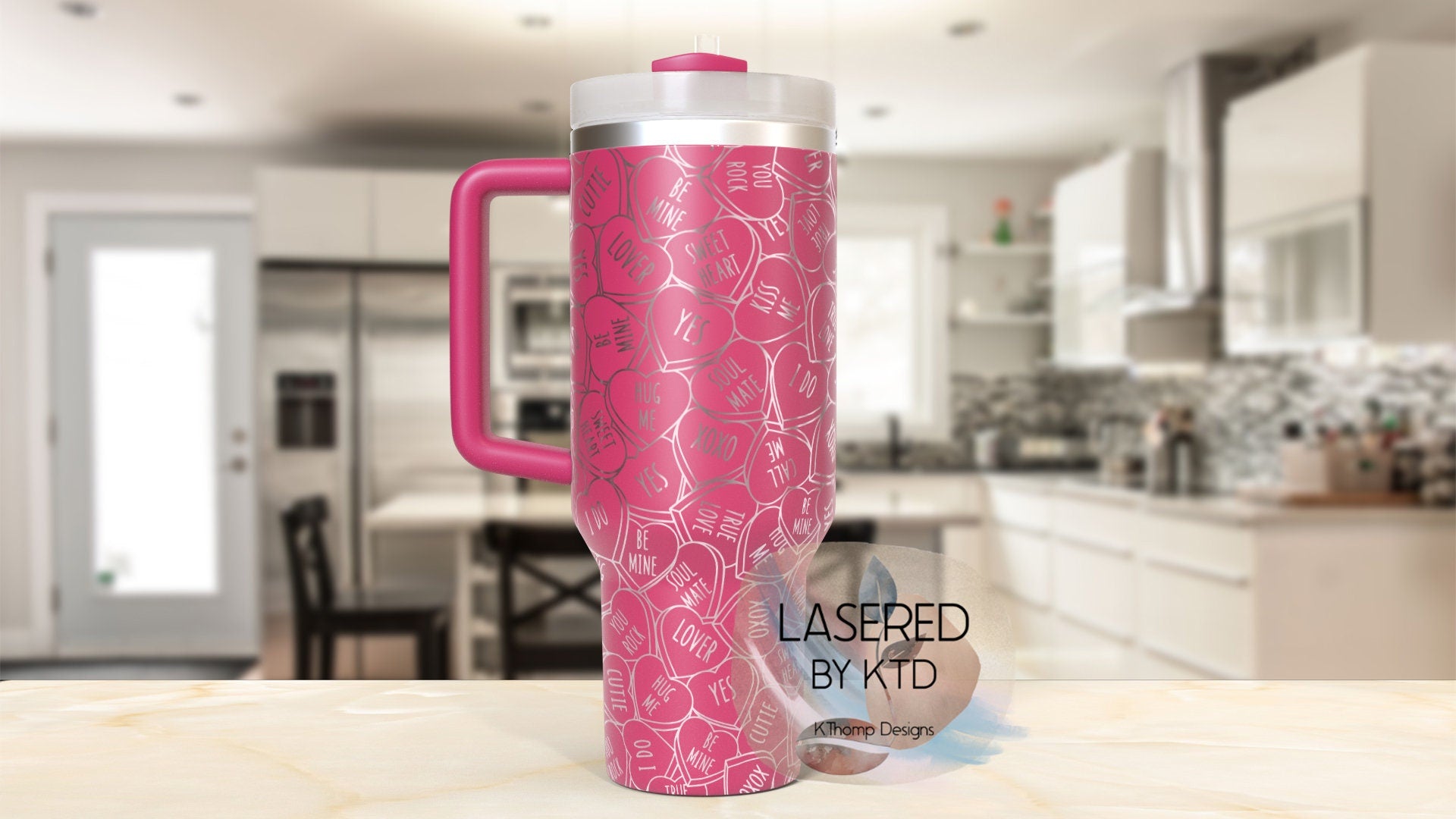Valentine Candy Conversation Hearts Holiday Tumbler Wrap SVG | 40oz Laser Engraving File | Rotary Ready Digital Design | Seasonal SVG