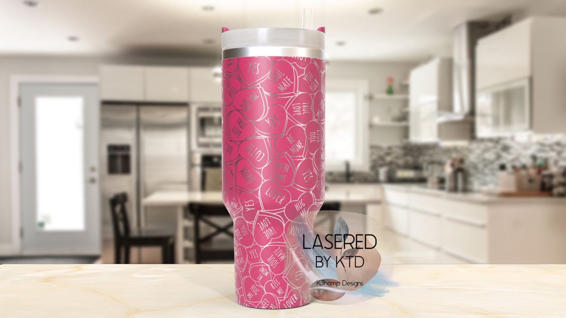 Valentine Candy Conversation Hearts Holiday Tumbler Wrap SVG | 40oz Laser Engraving File | Rotary Ready Digital Design | Seasonal SVG