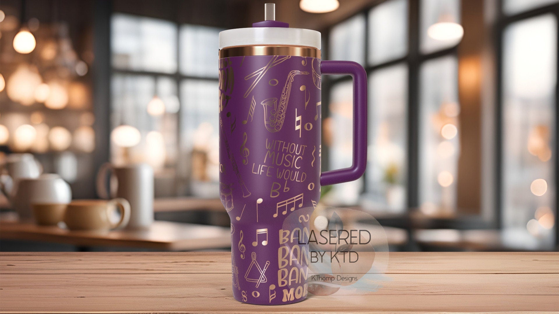 Band Mom Tumbler Wrap SVG | 40oz Laser Engraving File | Rotary Ready Digital Design | Mom Life SVG
