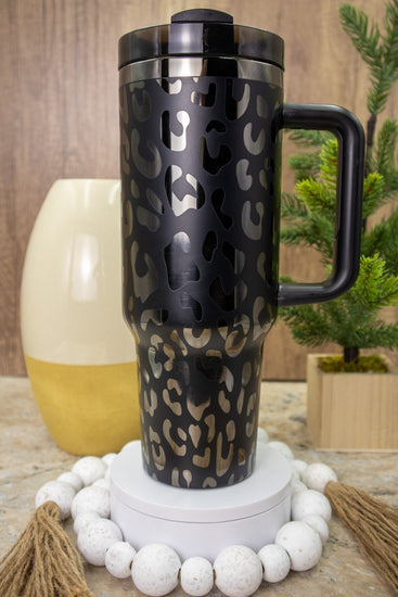 Leopard Pattern Tumbler Wrap SVG | 40oz Laser Engraving File | Rotary Ready Digital Background SVG