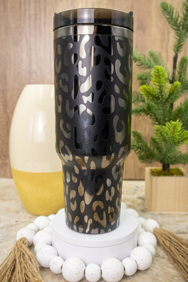 Leopard Pattern Tumbler Wrap SVG | 40oz Laser Engraving File | Rotary Ready Digital Background SVG