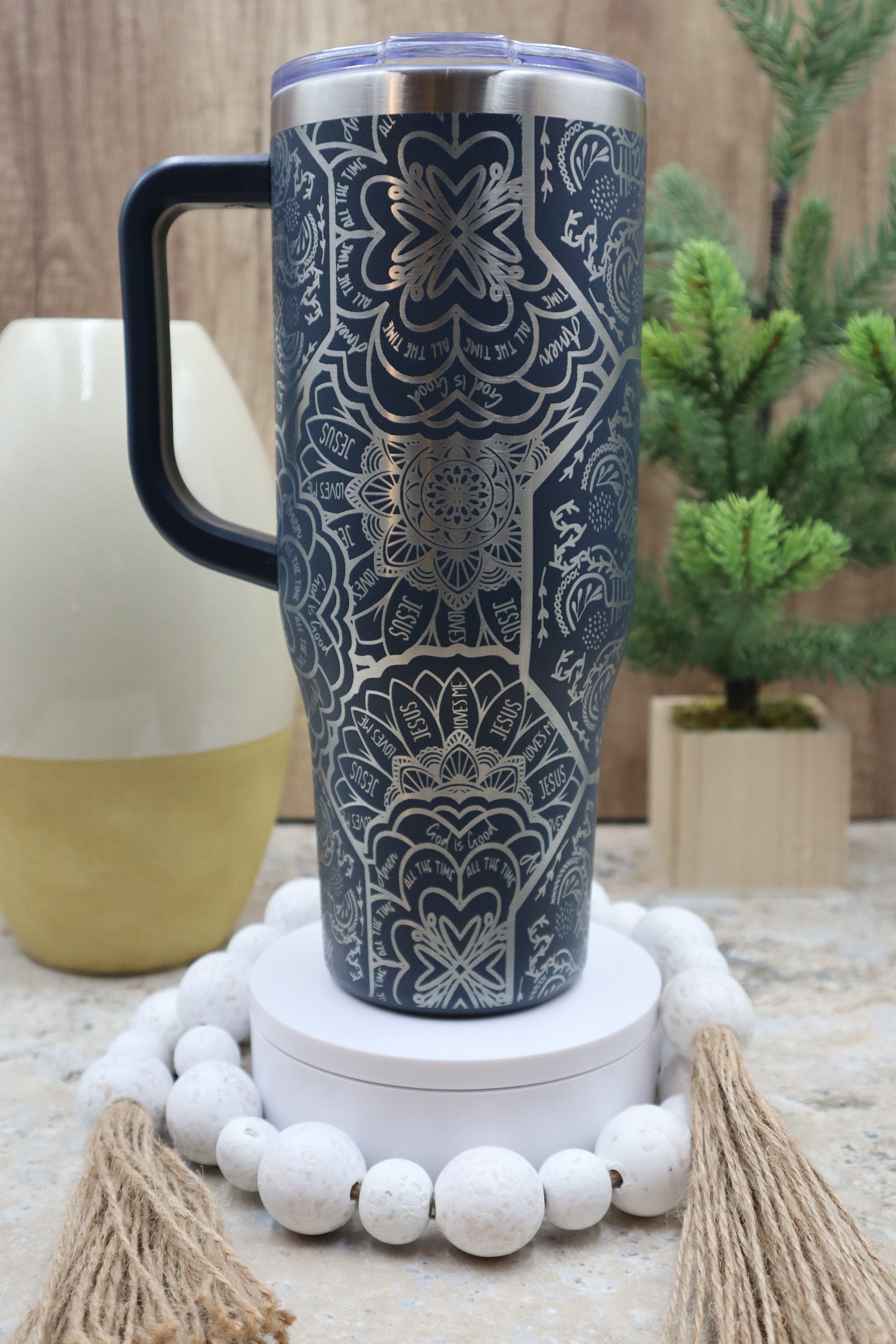 Faith Mandala Jesus Mandala Tumbler Wrap SVG | 40oz Laser Engraving File | Rotary Ready Digital Design | Support Awareness SVG