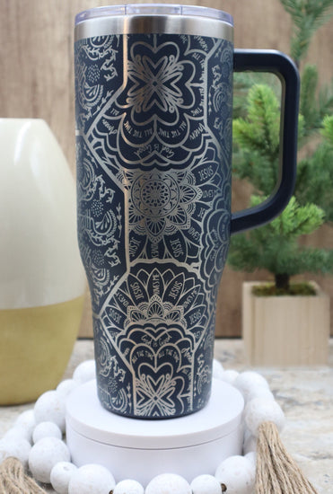 Faith Mandala Jesus Mandala Tumbler Wrap SVG | 40oz Laser Engraving File | Rotary Ready Digital Design | Support Awareness SVG