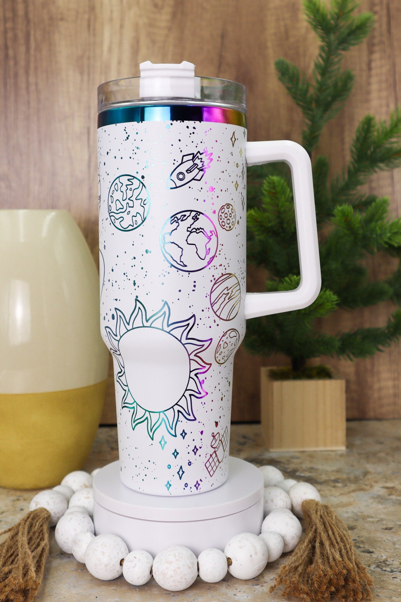 Solar System Galaxy Tumbler Wrap SVG | 40oz Laser Engraving File | Rotary Ready Digital Design | Zodiac Boho SVG