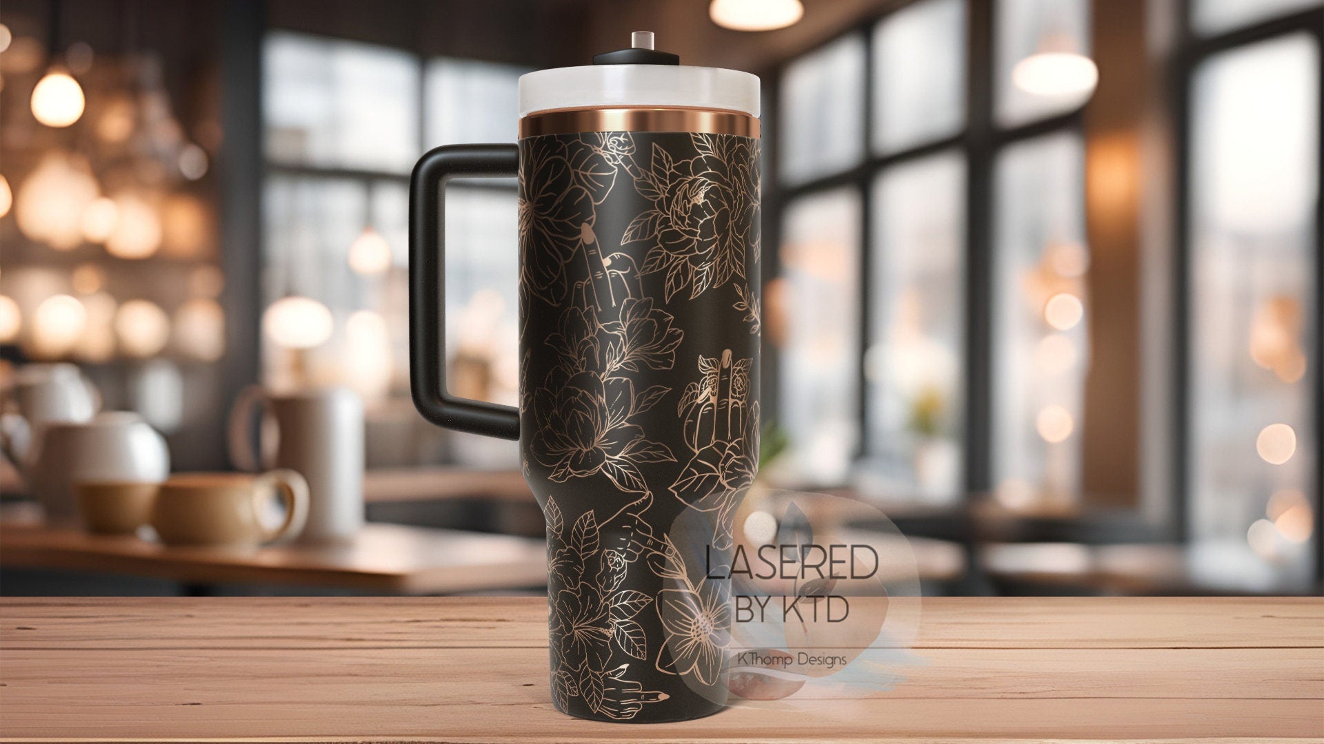 Floral FU Middle Finger Tumbler Wrap SVG | 40oz Laser Engraving File | Rotary Ready Digital Design | Sassy Coffee SVG