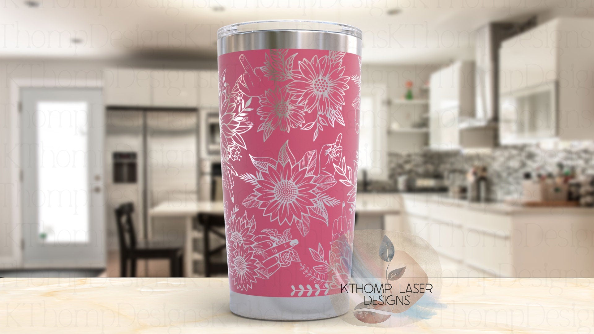 Sunflowers F You Middle Finger Tumbler Wrap SVG | 20oz and 30oz Laser Engraving File | Rotary Ready Digital Design | Sassy Coffee SVG