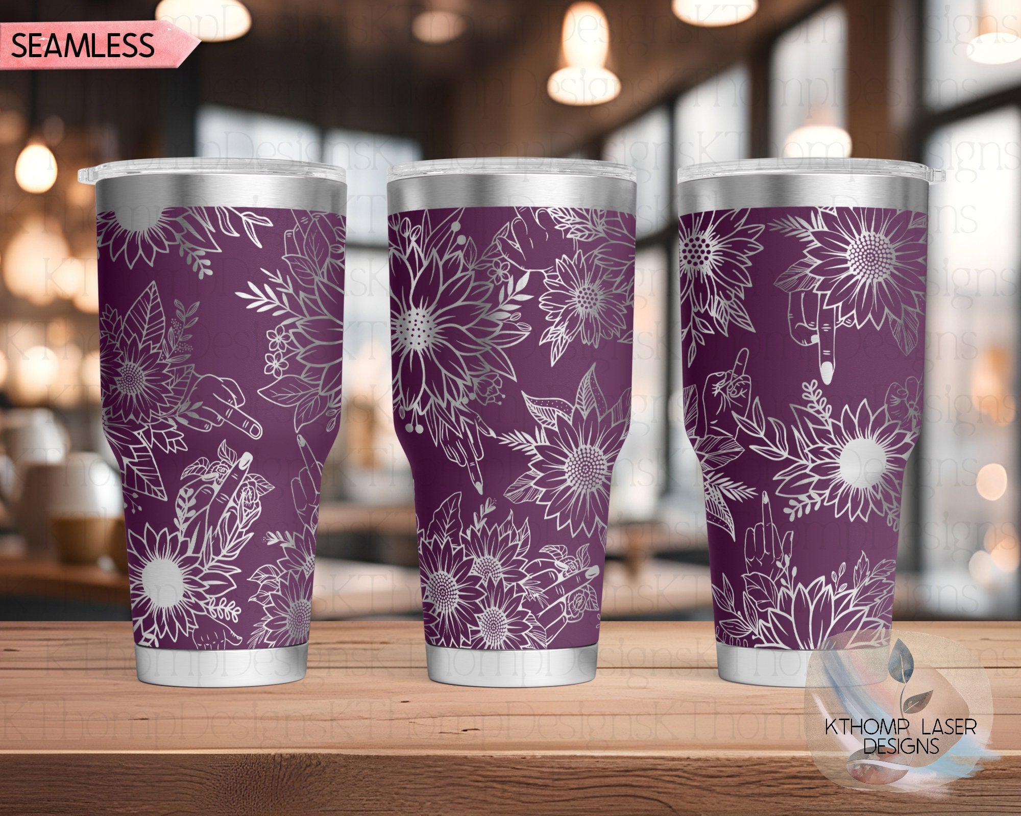 Sunflowers F You Middle Finger Tumbler Wrap SVG | 20oz and 30oz Laser Engraving File | Rotary Ready Digital Design | Sassy Coffee SVG
