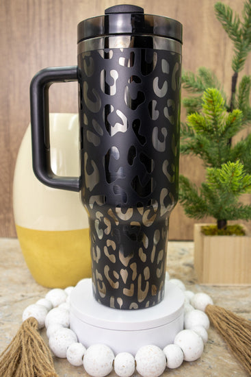 Leopard Pattern Tumbler Wrap SVG | 40oz Laser Engraving File | Rotary Ready Digital Background SVG