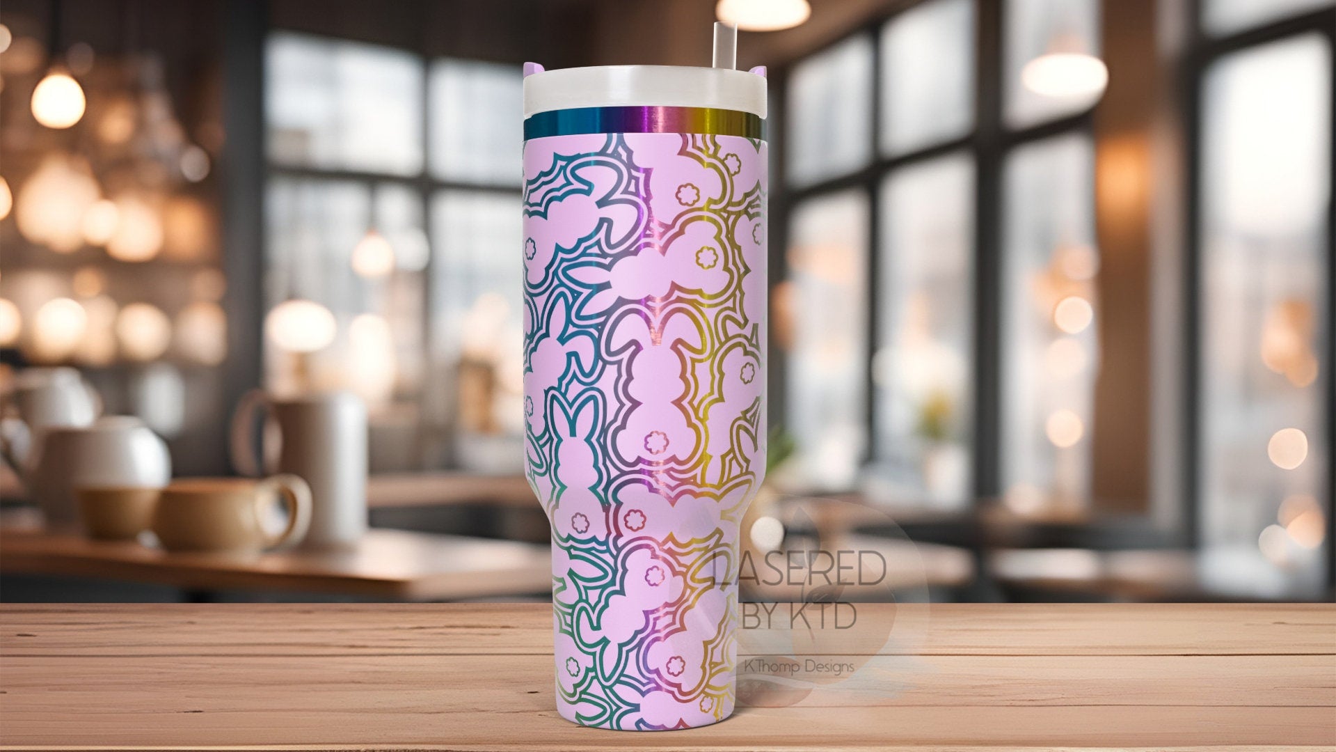 Bunny Burst Easter Holiday Tumbler Wrap SVG | 40oz Laser Engraving File | Rotary Ready Digital Design | Seasonal SVG