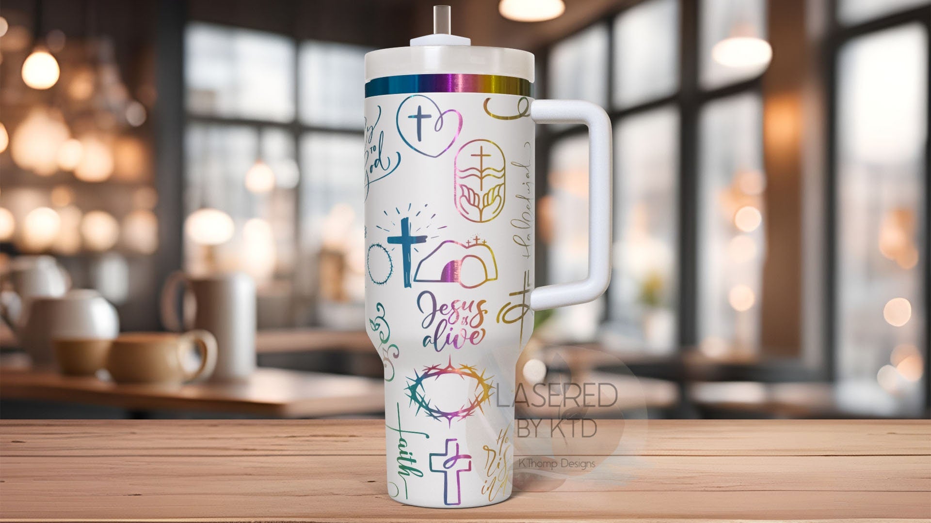 Religious Easter Jesus Holiday Tumbler Wrap SVG | 40oz Laser Engraving File | Rotary Ready Digital Design | Seasonal SVG