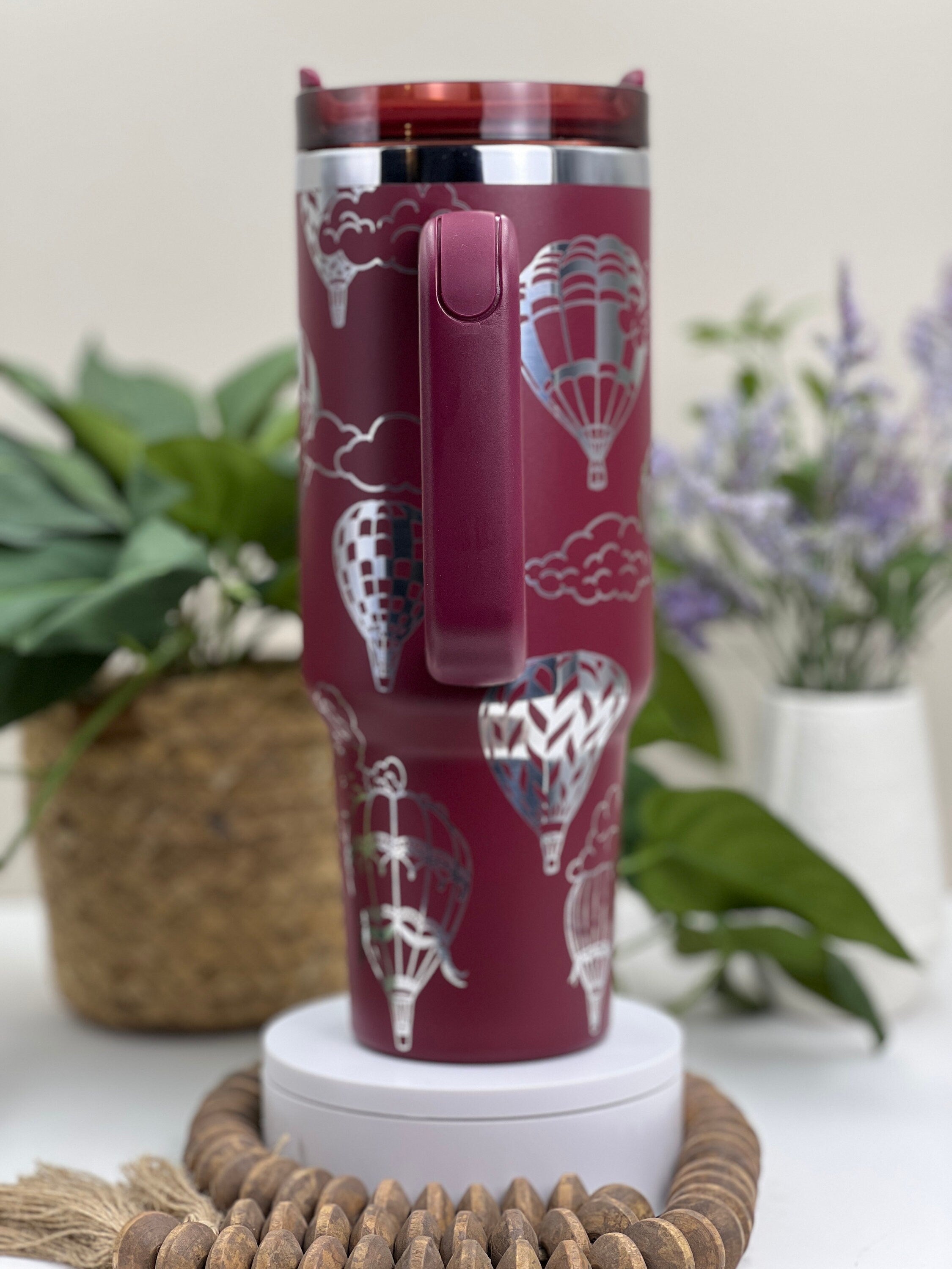 Hot Air Balloons Tumbler Wrap SVG | 40oz Laser Engraving File | Rotary Ready Digital Design | Fantasy Magic SVG