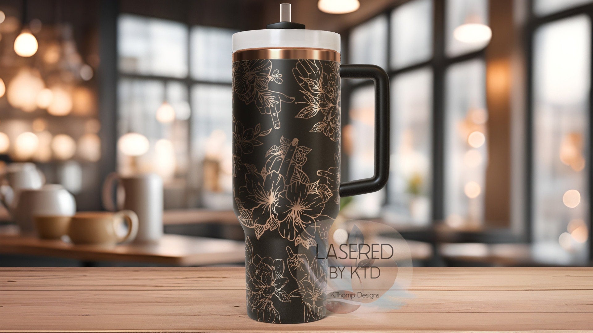 Floral FU Middle Finger Tumbler Wrap SVG | 40oz Laser Engraving File | Rotary Ready Digital Design | Sassy Coffee SVG