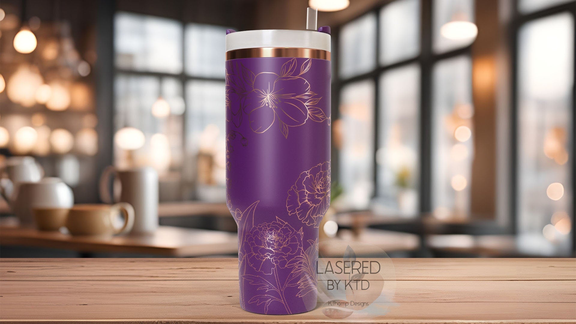 Carnations Lily of the Valley & Violets Tumbler Wrap SVG | 40oz Laser Engraving File | Rotary Engrave Digital Design | Floral SVG Design