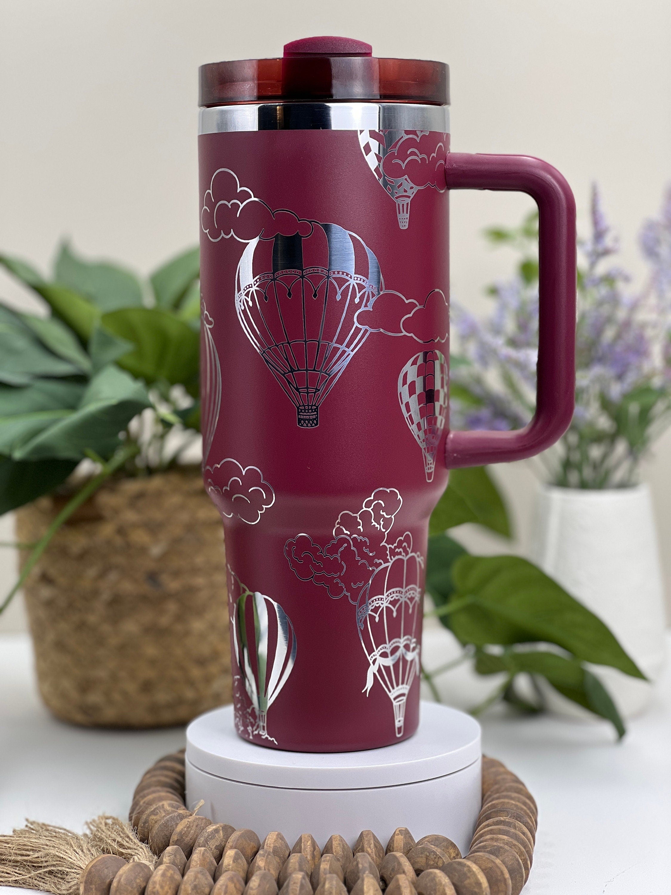 Hot Air Balloons Tumbler Wrap SVG | 40oz Laser Engraving File | Rotary Ready Digital Design | Fantasy Magic SVG