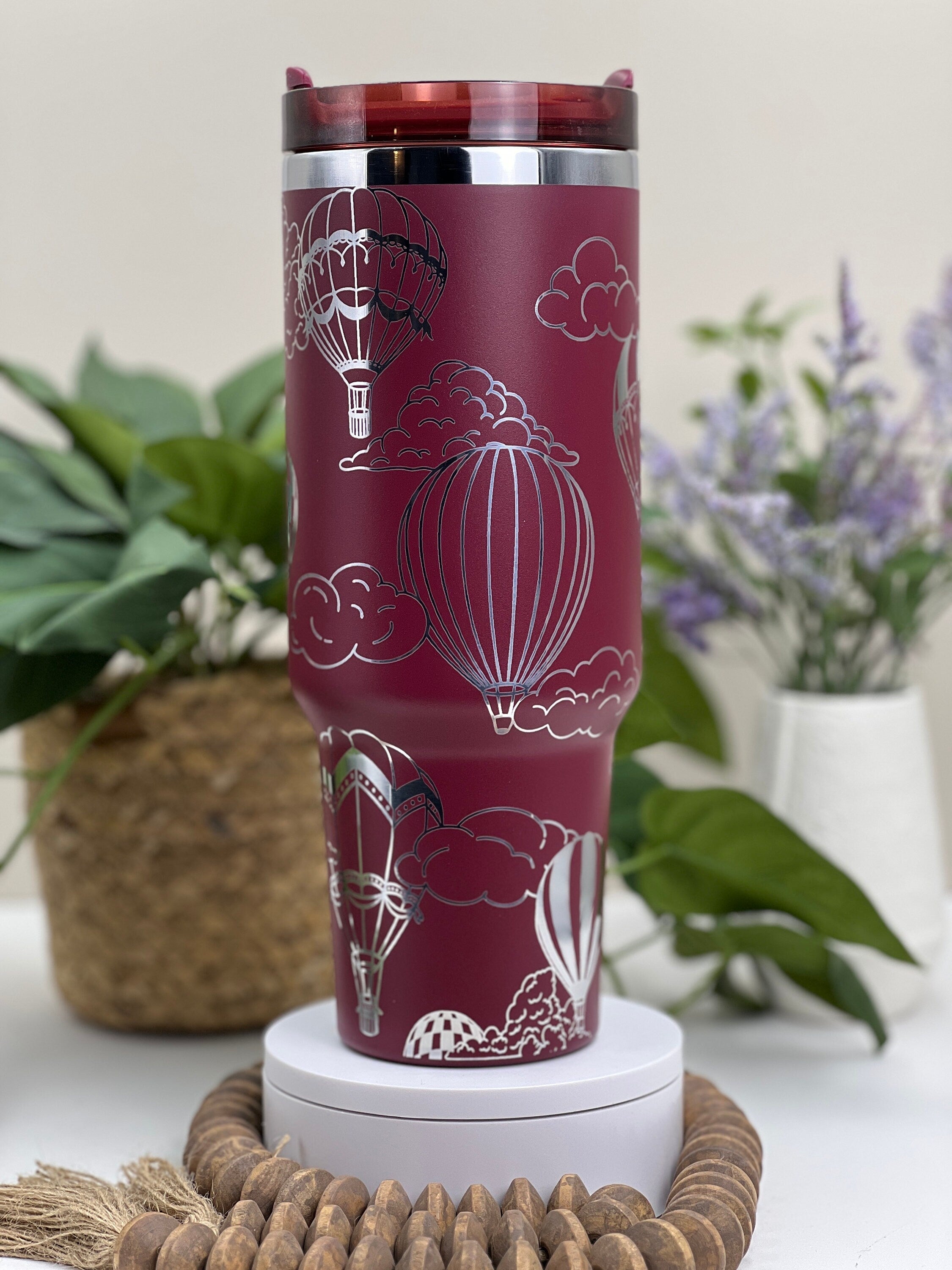 Hot Air Balloons Tumbler Wrap SVG | 40oz Laser Engraving File | Rotary Ready Digital Design | Fantasy Magic SVG