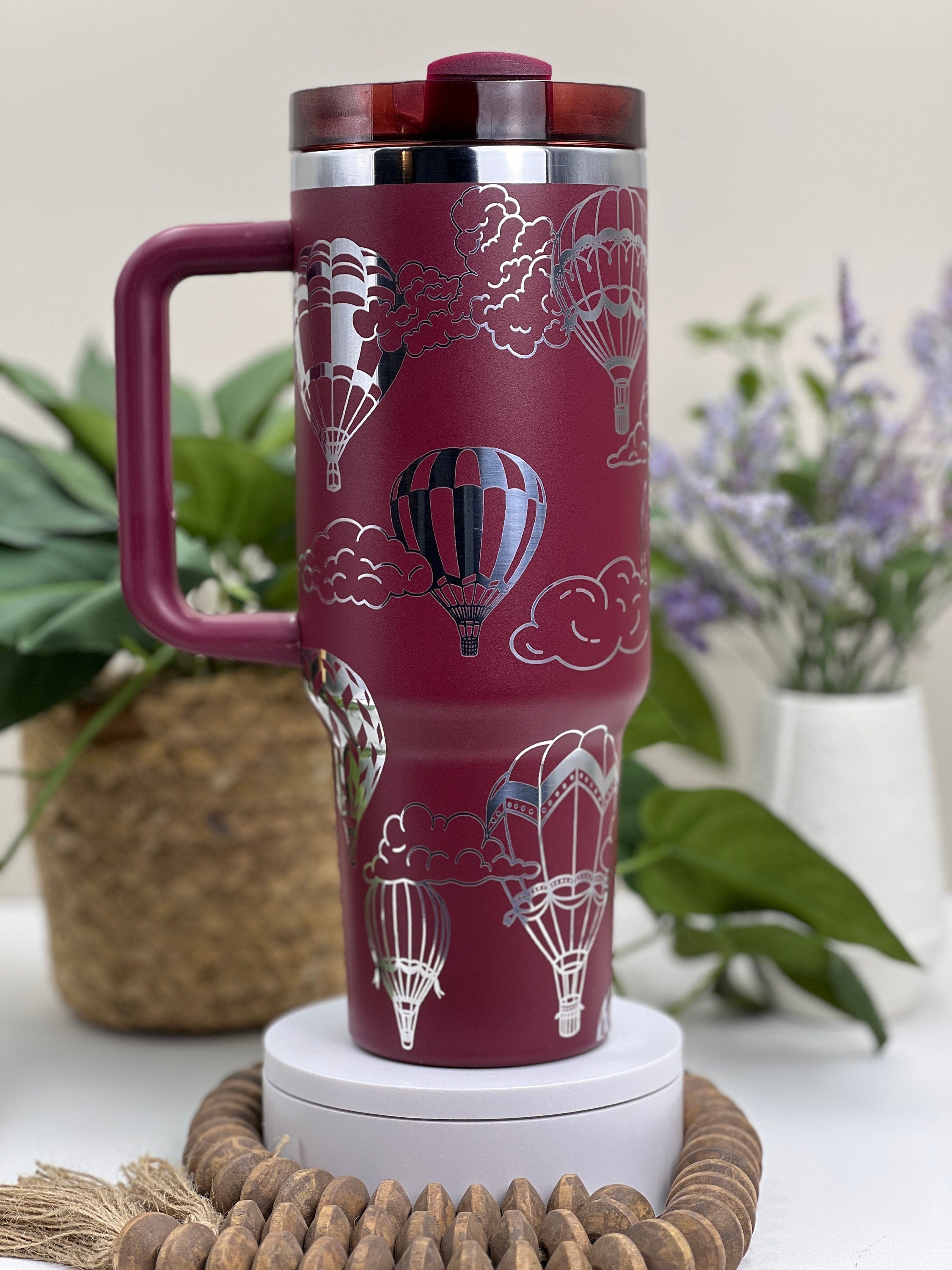 Hot Air Balloons Tumbler Wrap SVG | 40oz Laser Engraving File | Rotary Ready Digital Design | Fantasy Magic SVG