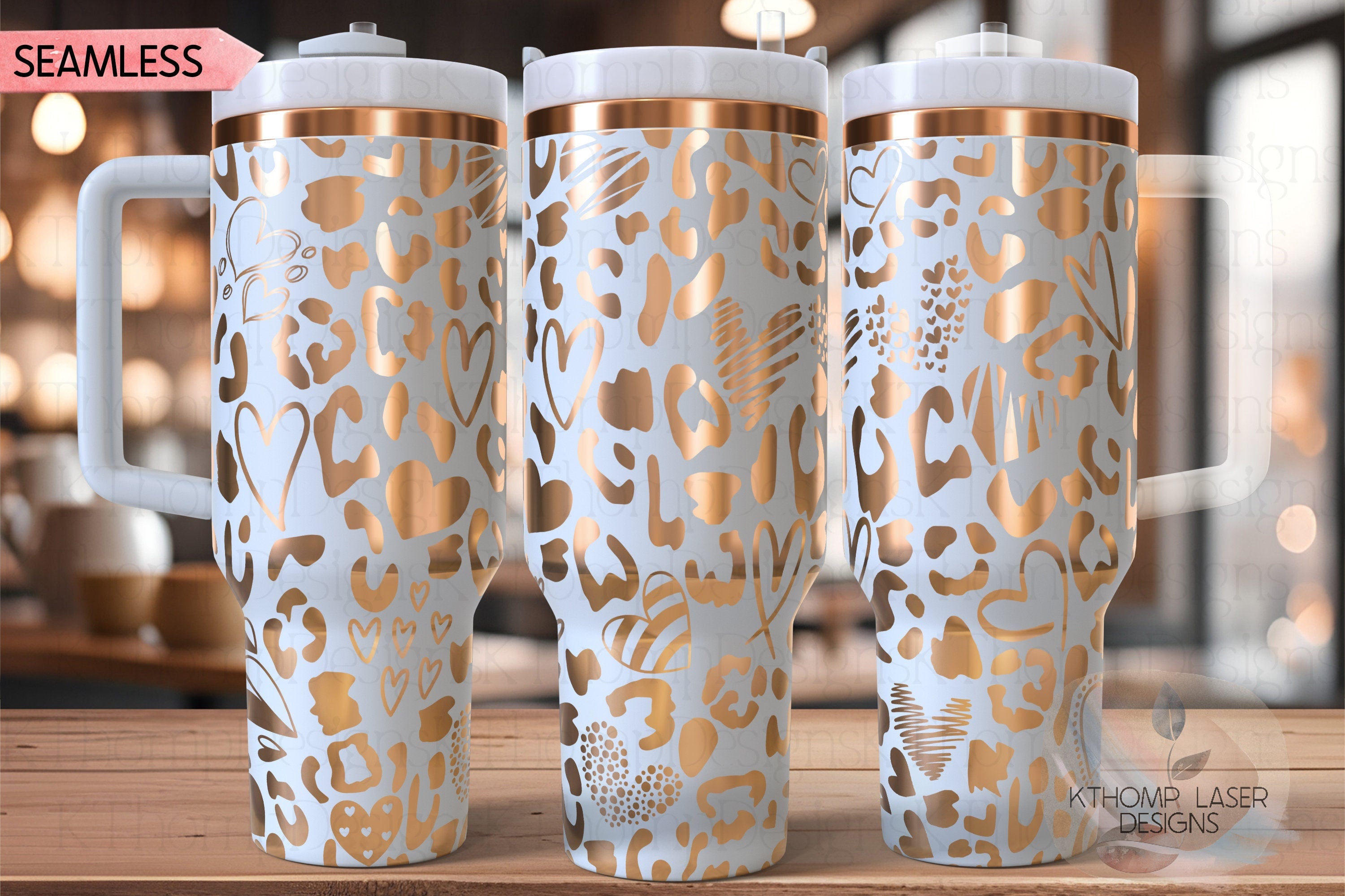 Cheetah Hearts Leopard Print Tumbler Wrap SVG | 40oz Laser Engraving File | Rotary Ready Digital Design | Fantasy Magic SVG
