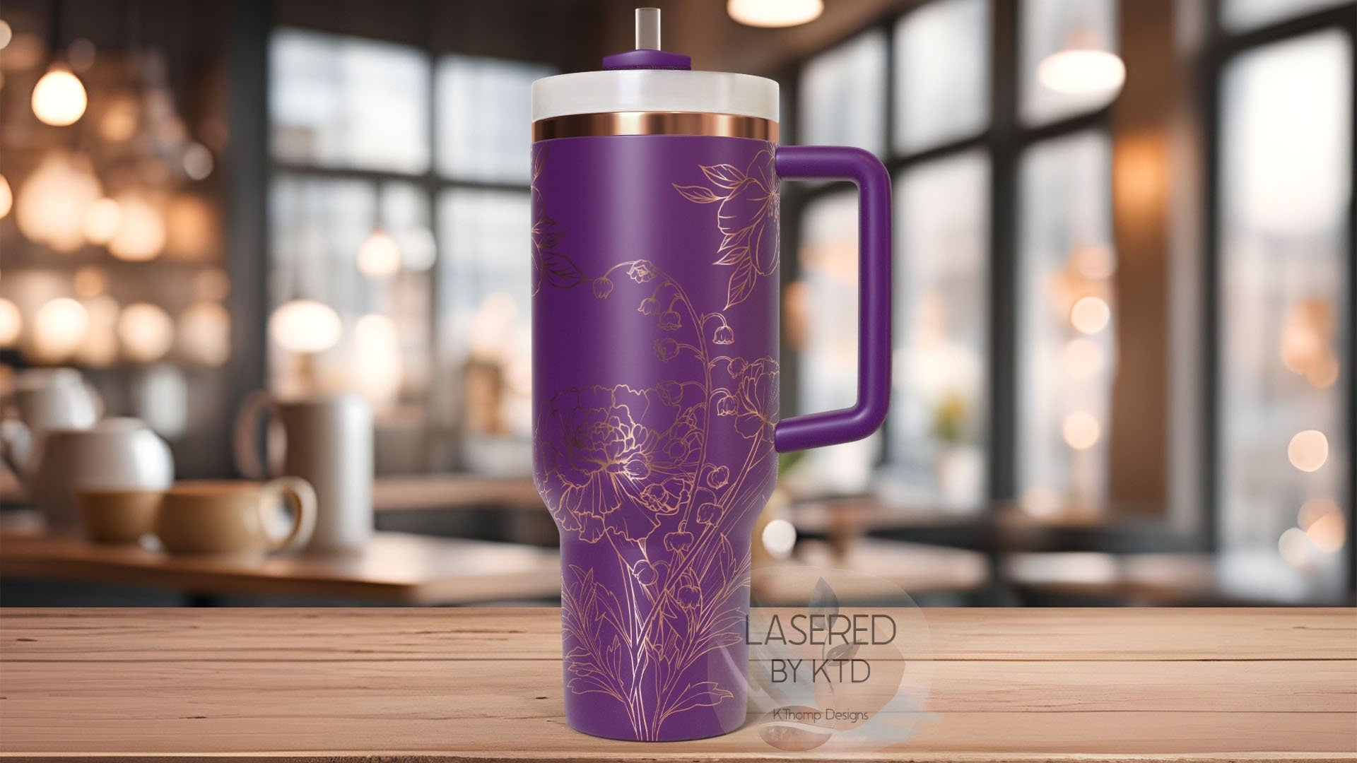 Carnations Lily of the Valley & Violets Tumbler Wrap SVG | 40oz Laser Engraving File | Rotary Engrave Digital Design | Floral SVG Design