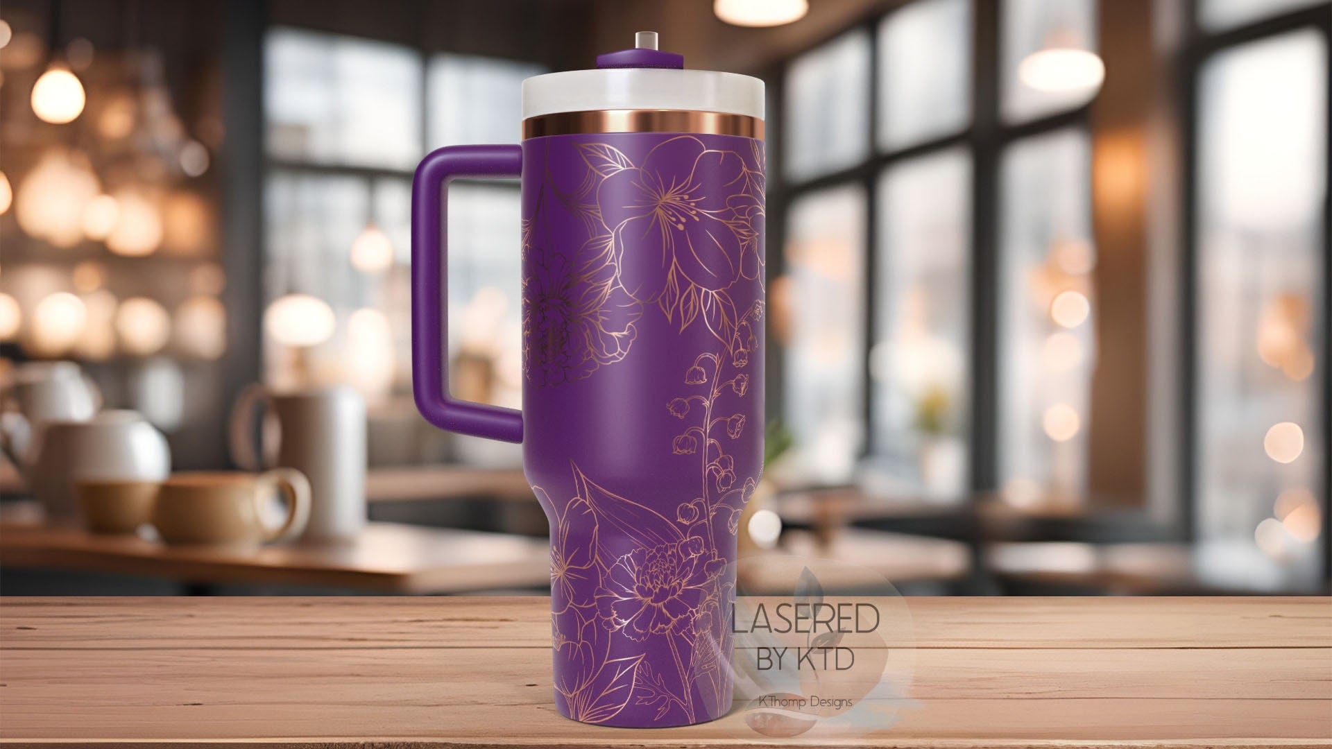 Carnations Lily of the Valley & Violets Tumbler Wrap SVG | 40oz Laser Engraving File | Rotary Engrave Digital Design | Floral SVG Design
