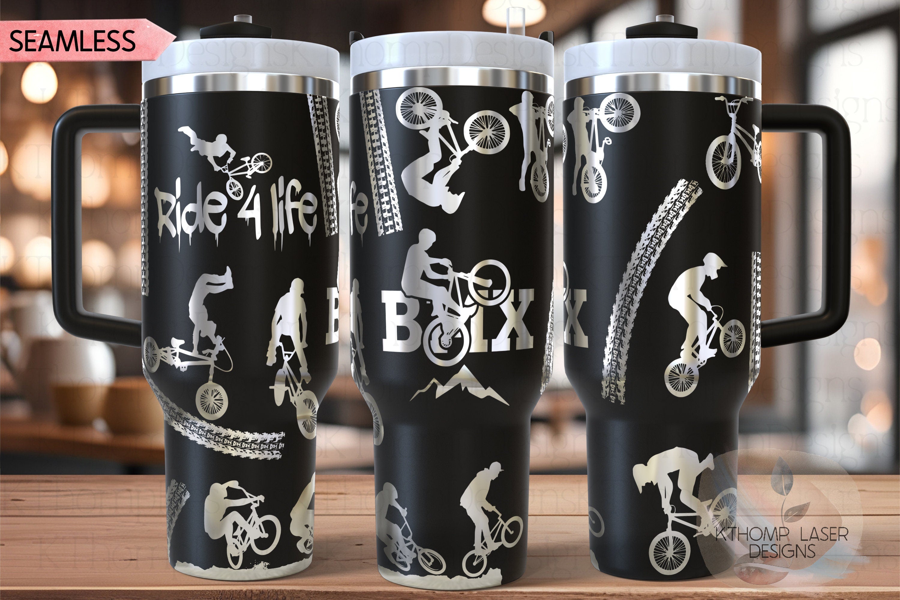 BMX Biker BMX Racing Tumbler Wrap SVG | 40oz Laser Engraving File | Rotary Ready Digital Design | Sports Fan Digital Design