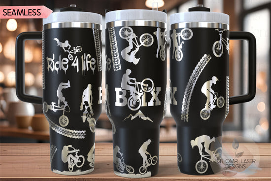 BMX Biker BMX Racing Tumbler Wrap SVG | 40oz Laser Engraving File | Rotary Ready Digital Design | Sports Fan Digital Design