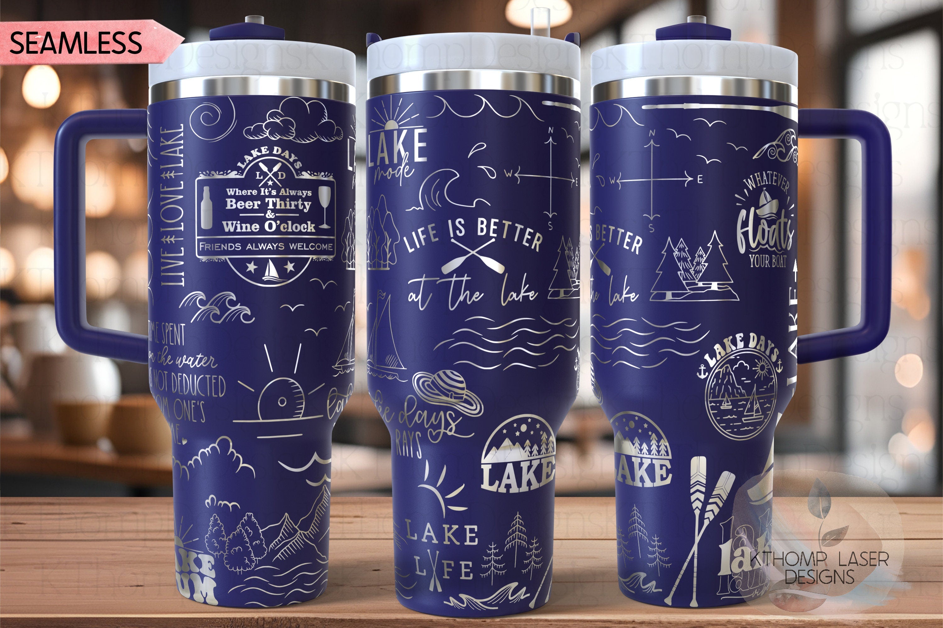 Lake Life What Happens At The Lake Tumbler Wrap SVG | 40oz Laser Engraving File | Rotary Ready Digital Design | Hobby Travel SVG