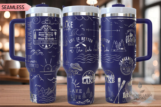 Lake Life What Happens At The Lake Tumbler Wrap SVG | 40oz Laser Engraving File | Rotary Ready Digital Design | Hobby Travel SVG