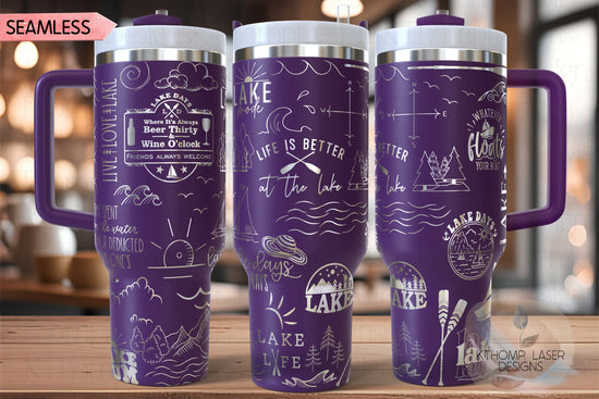 Lake Life What Happens At The Lake Tumbler Wrap SVG | 40oz Laser Engraving File | Rotary Ready Digital Design | Hobby Travel SVG