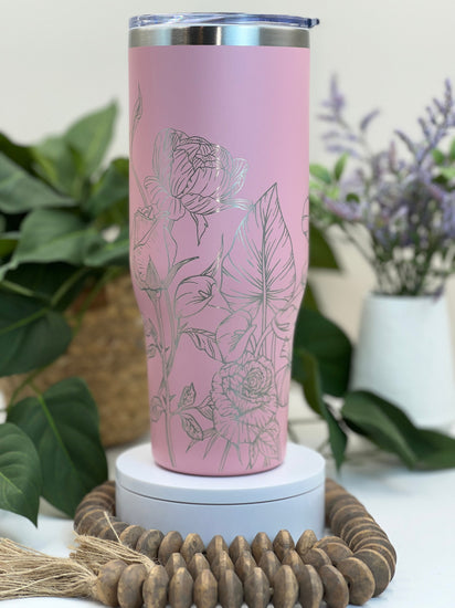 Calla Lilies and Roses Tumbler Wrap SVG | 40oz Laser Engraving File | Rotary Engrave Digital Design | Floral SVG Design