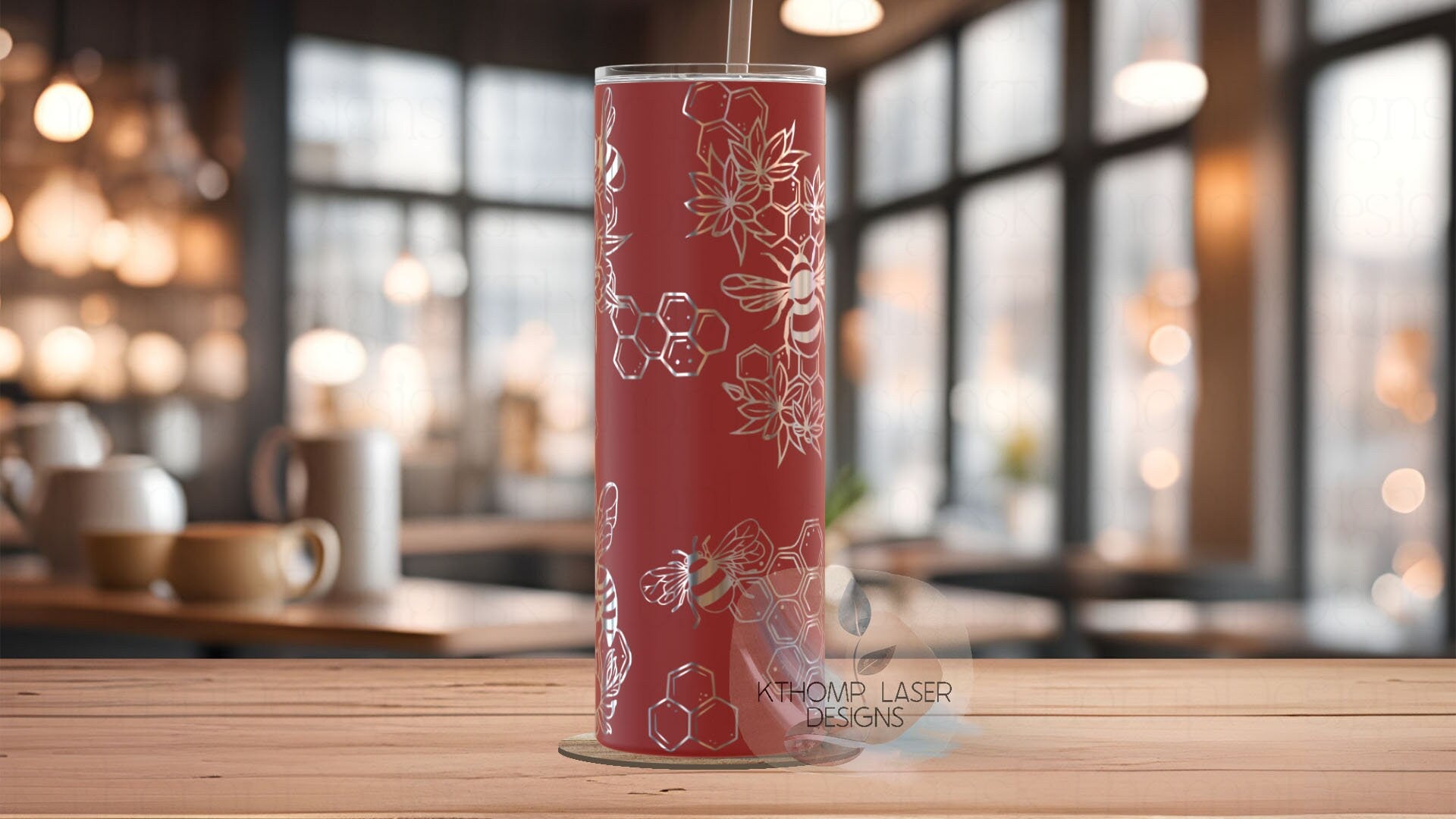 Honey Bees Tumbler Wraps SVG | 20oz Skinny Laser Engraving File | Rotary Ready Digital Design | Exotic Animal SVG