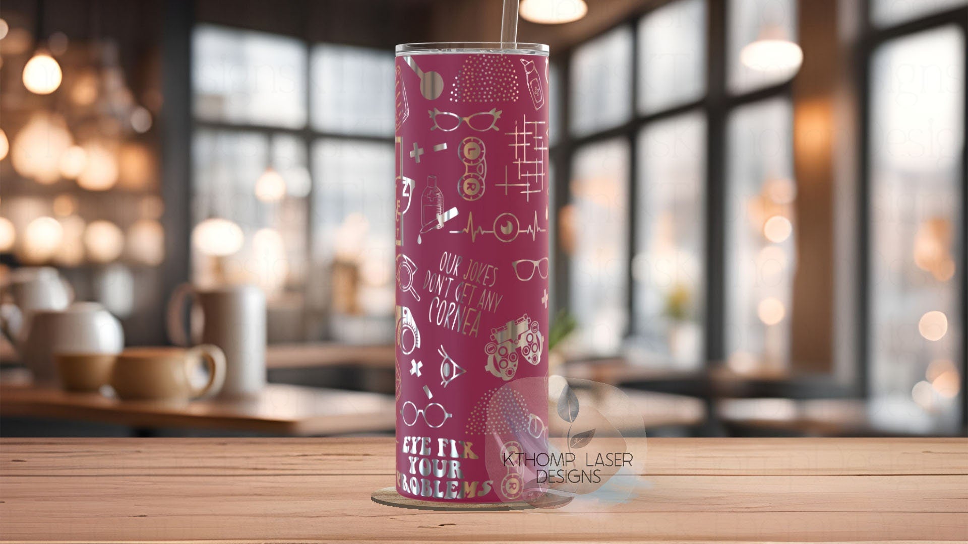 Optometry Optometrist Ophthalmologist Tumbler Wrap SVG | 20oz Skinny Laser Engraving File | Rotary Ready Digital Design | Career Gift SVG