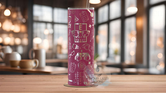 Optometry Optometrist Ophthalmologist Tumbler Wrap SVG | 20oz Skinny Laser Engraving File | Rotary Ready Digital Design | Career Gift SVG