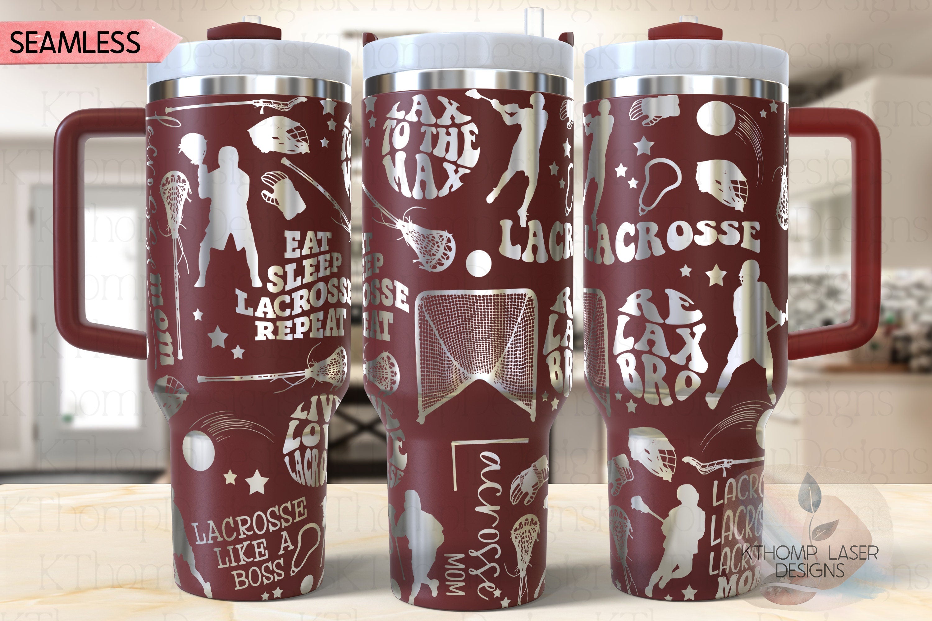 Lacrosse Mom LAX Mom Tumbler Wrap SVG | 40oz Laser Engraving File | Rotary Ready Digital Design | Mom Life SVG