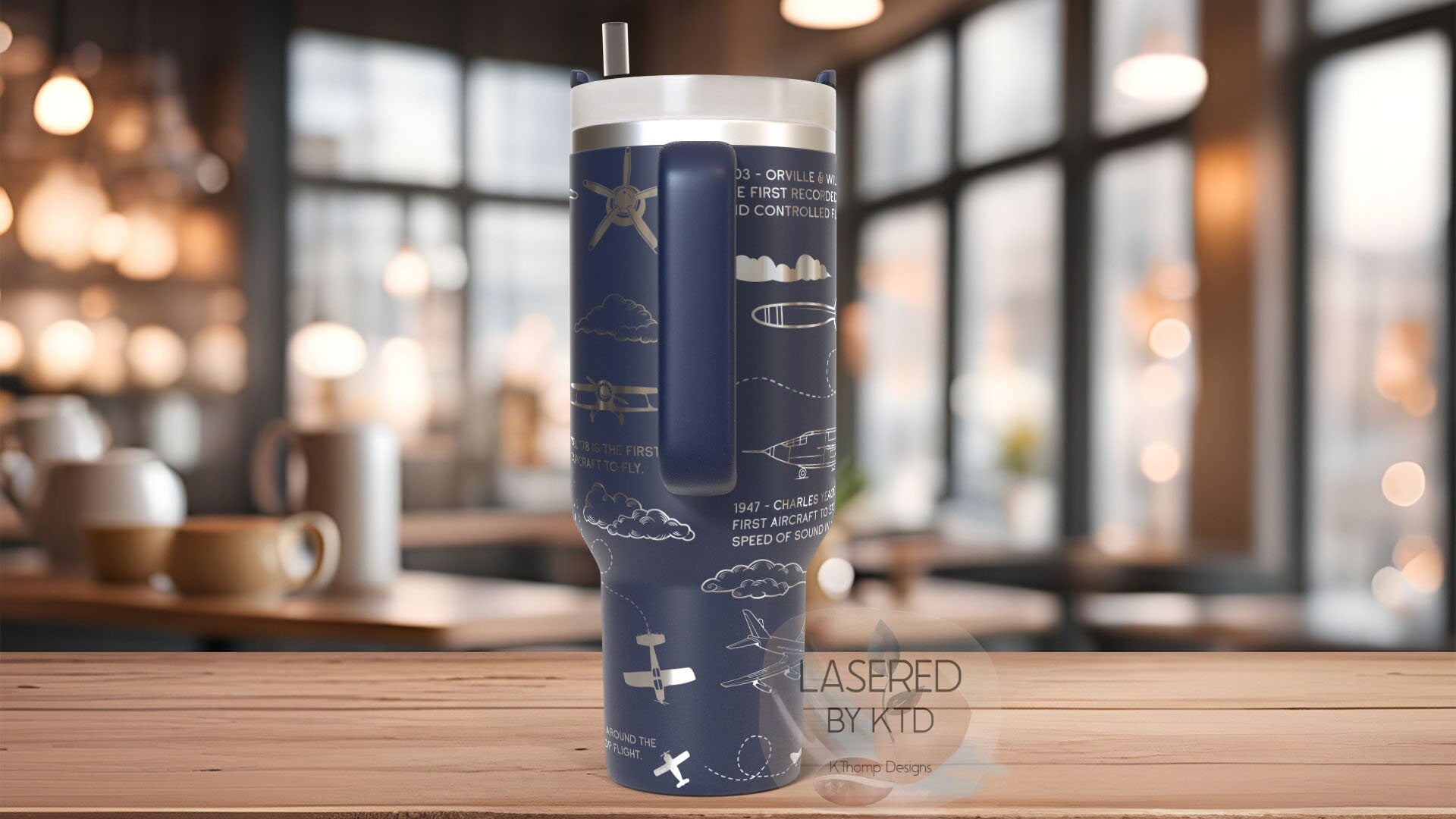 Aviation History Airplane Tumbler Wrap SVG | 40oz Laser Engraving File | Rotary Ready Digital Design | Career Gift SVG