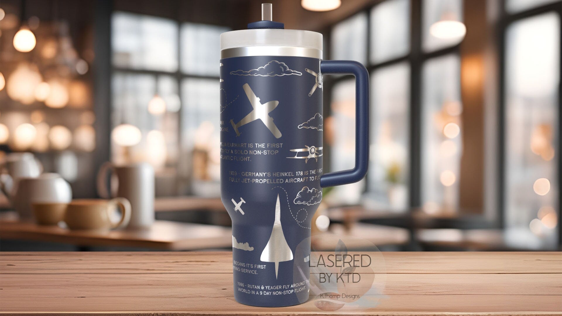 Aviation History Airplane Tumbler Wrap SVG | 40oz Laser Engraving File | Rotary Ready Digital Design | Career Gift SVG