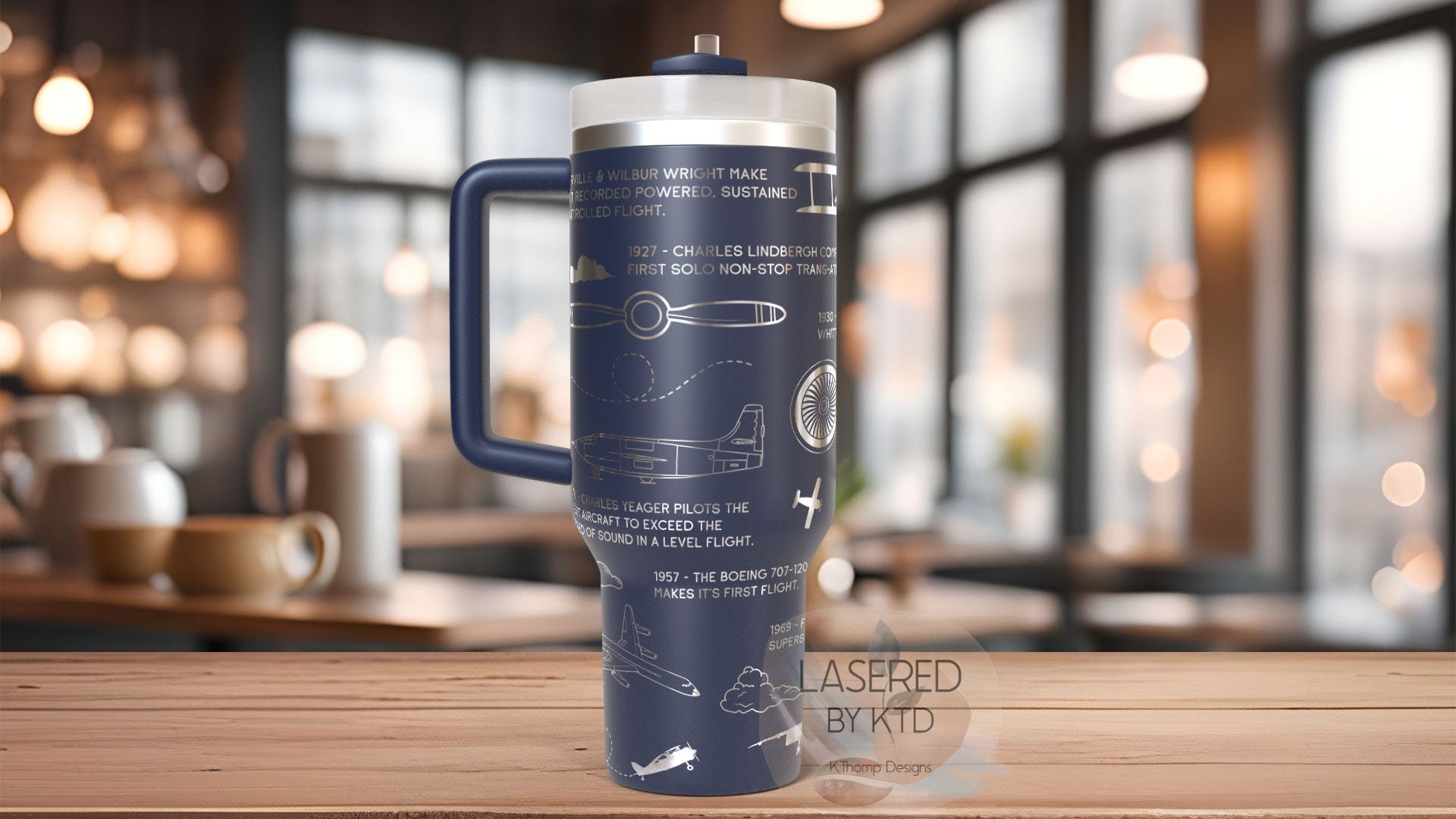 Aviation History Airplane Tumbler Wrap SVG | 40oz Laser Engraving File | Rotary Ready Digital Design | Career Gift SVG