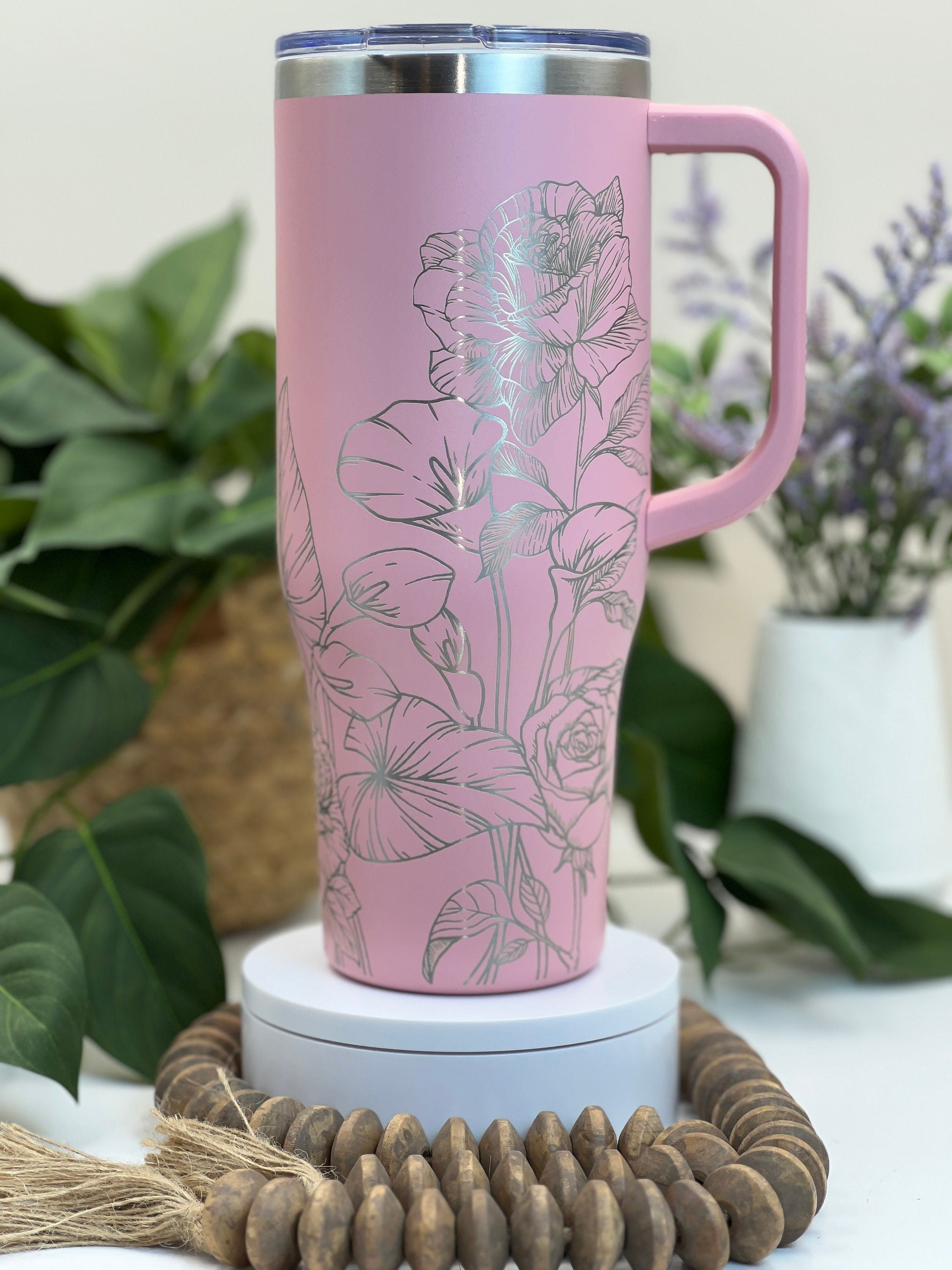 Calla Lilies and Roses Tumbler Wrap SVG | 40oz Laser Engraving File | Rotary Engrave Digital Design | Floral SVG Design