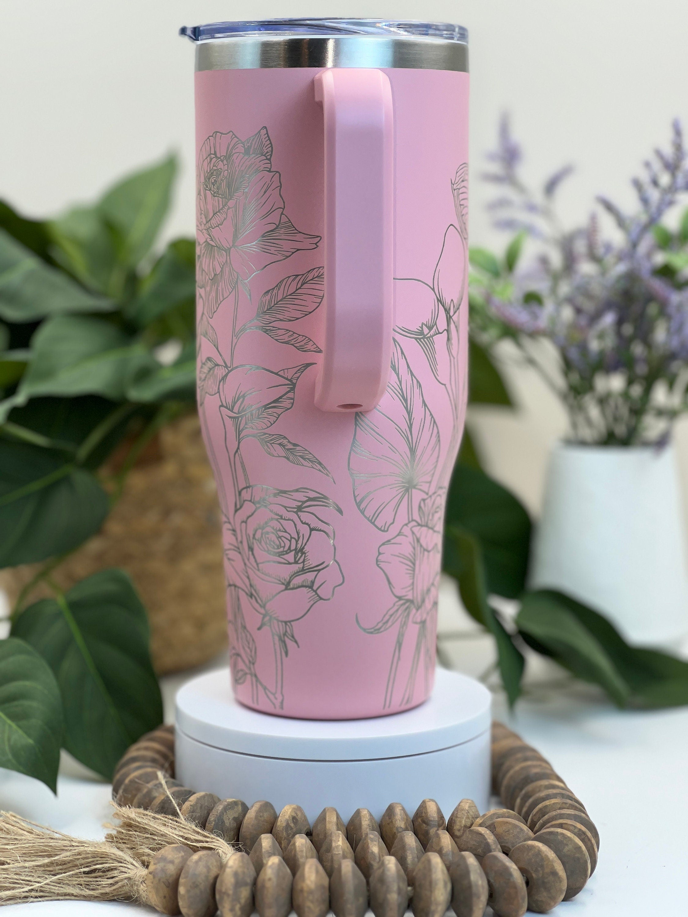 Calla Lilies and Roses Tumbler Wrap SVG | 40oz Laser Engraving File | Rotary Engrave Digital Design | Floral SVG Design