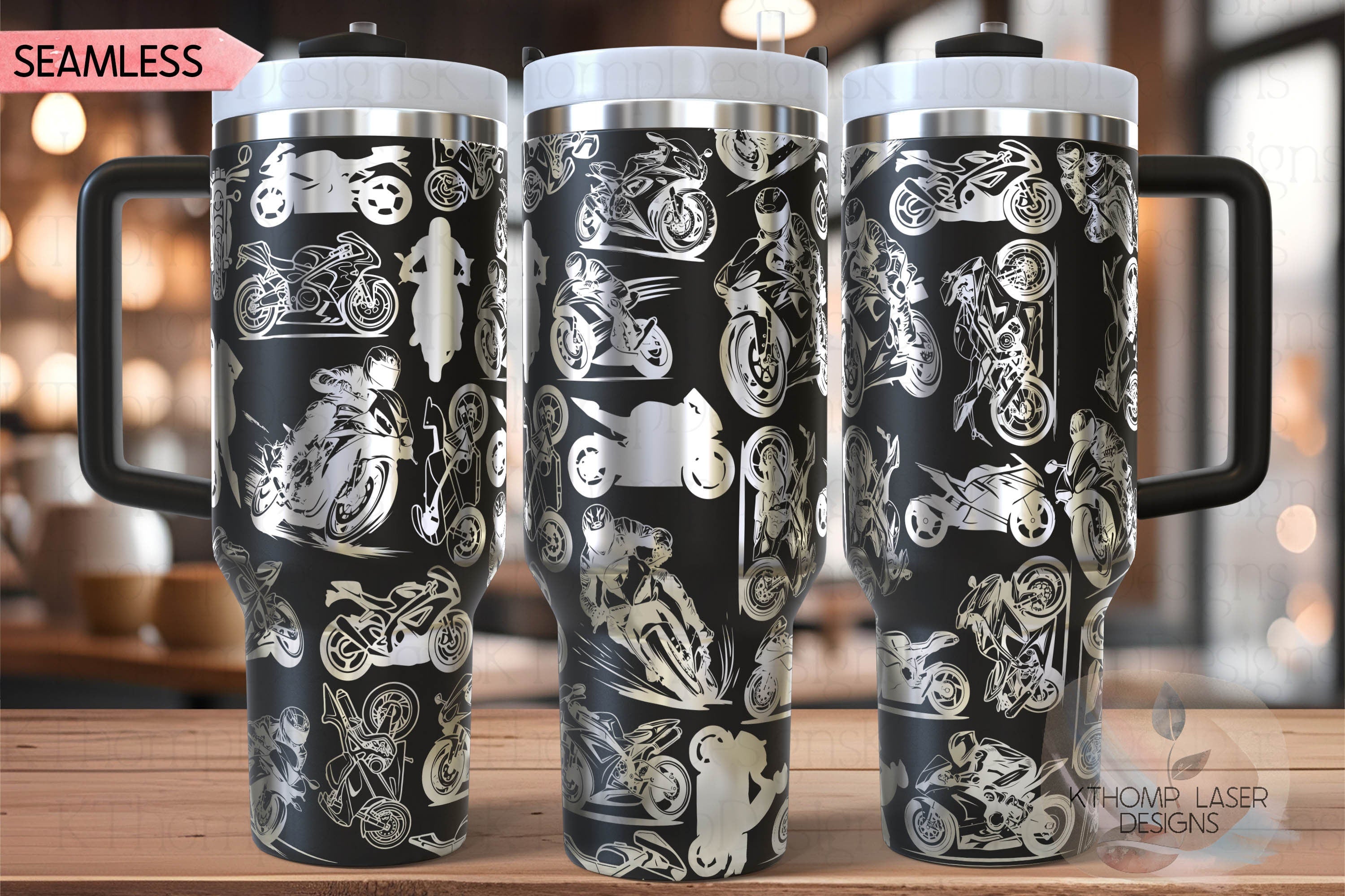 Street Bikes Motorcycles Tumbler Wrap SVG | 40oz Laser Engraving File | Rotary Ready Digital Design | Sports Fan SVG