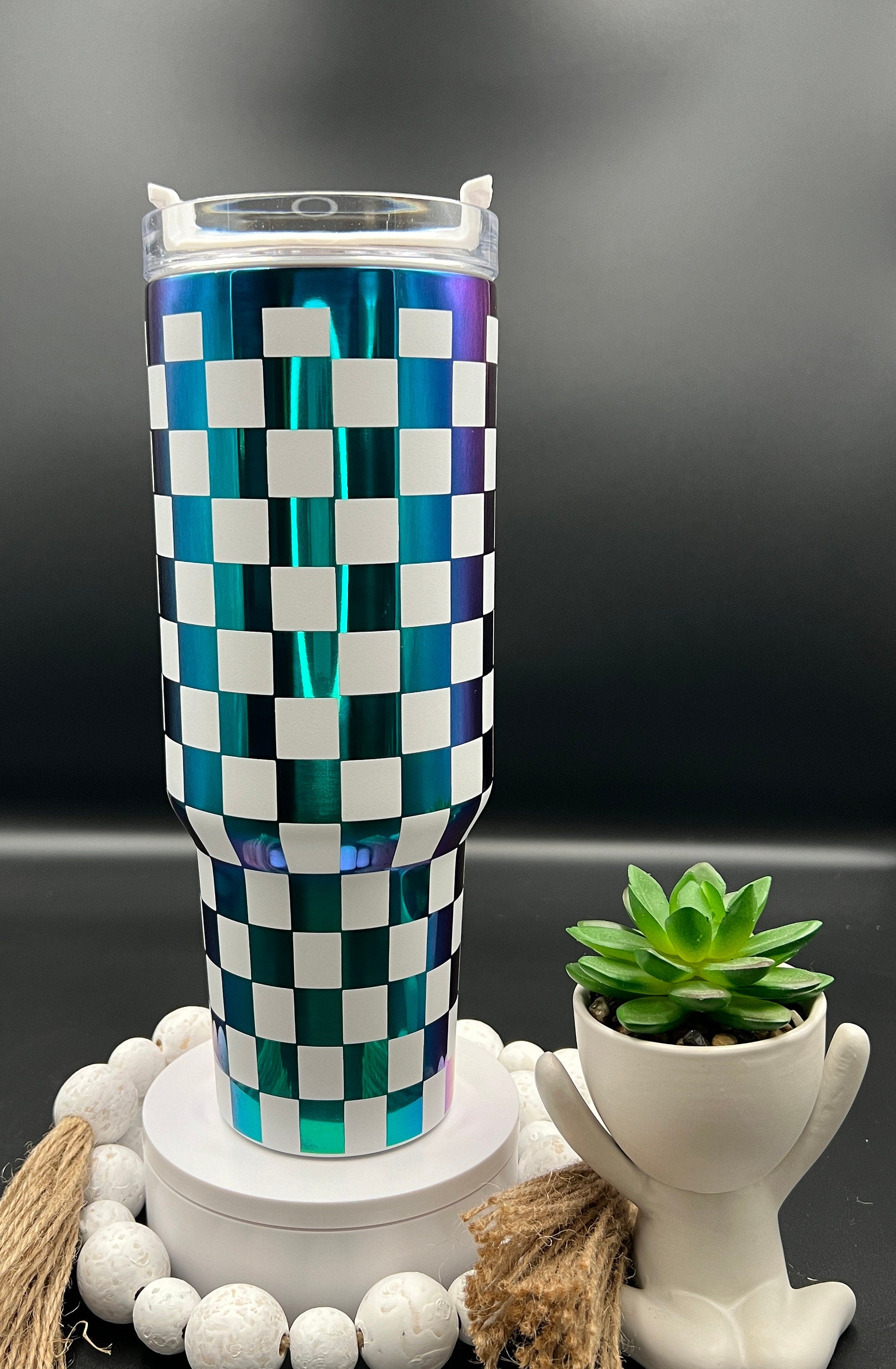 Checkerboard Pattern Tumbler Wrap SVG | 40oz Laser Engraving File | Rotary Ready Digital Background SVG