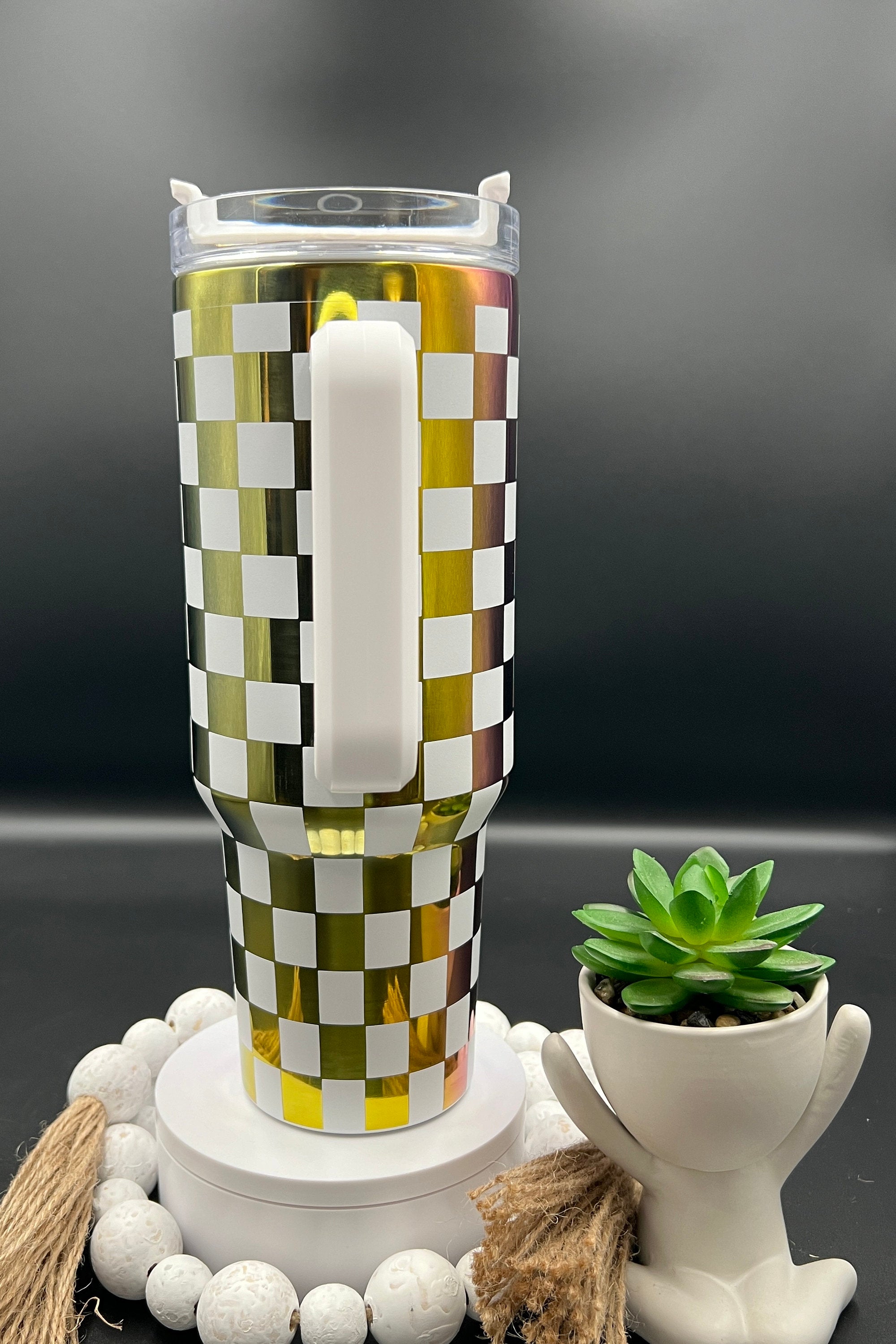 Checkerboard Pattern Tumbler Wrap SVG | 40oz Laser Engraving File | Rotary Ready Digital Background SVG