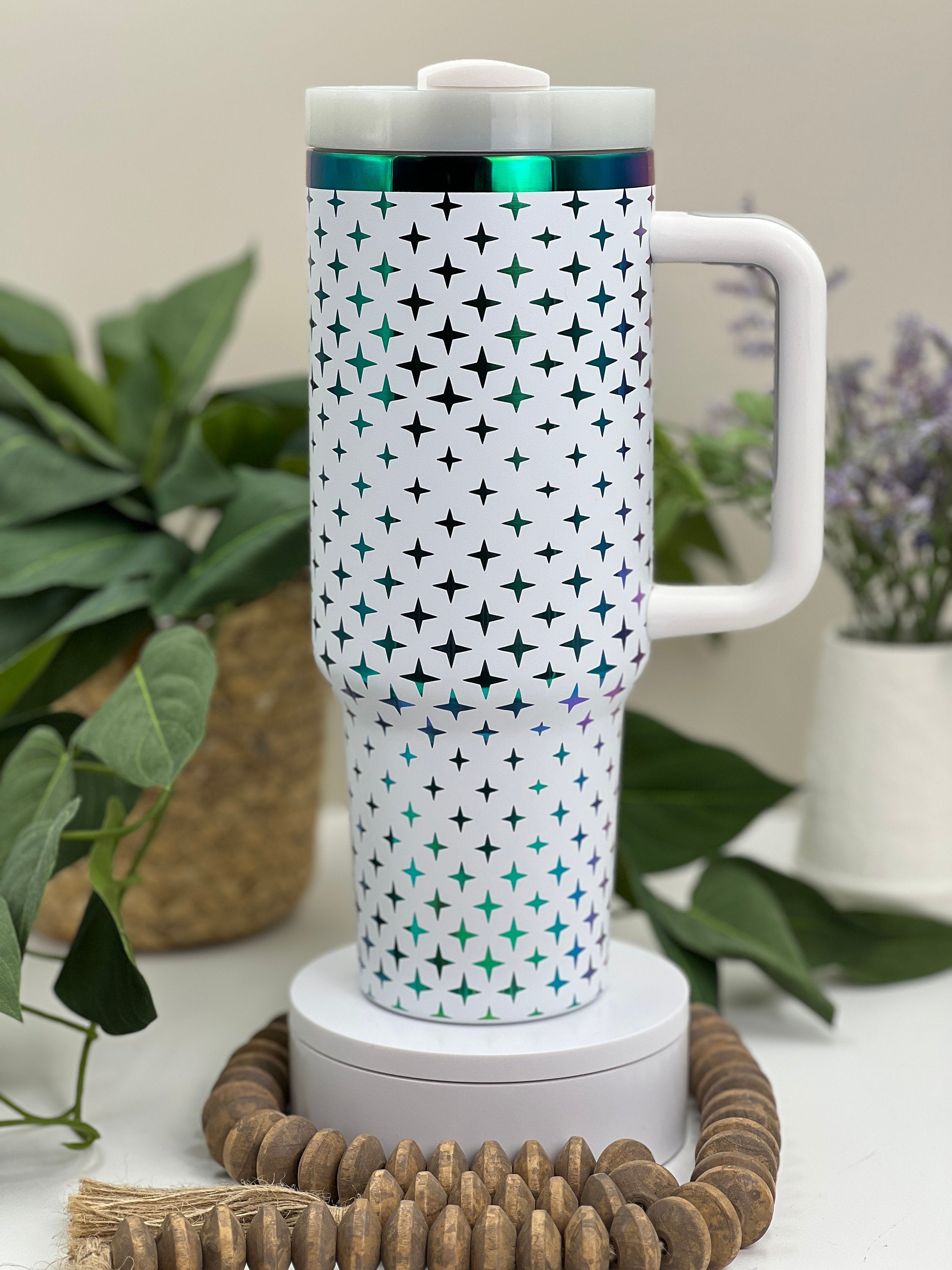 Stars Pattern Tumbler Wrap SVG | 40oz Laser Engraving File | Rotary Ready Digital Background SVG